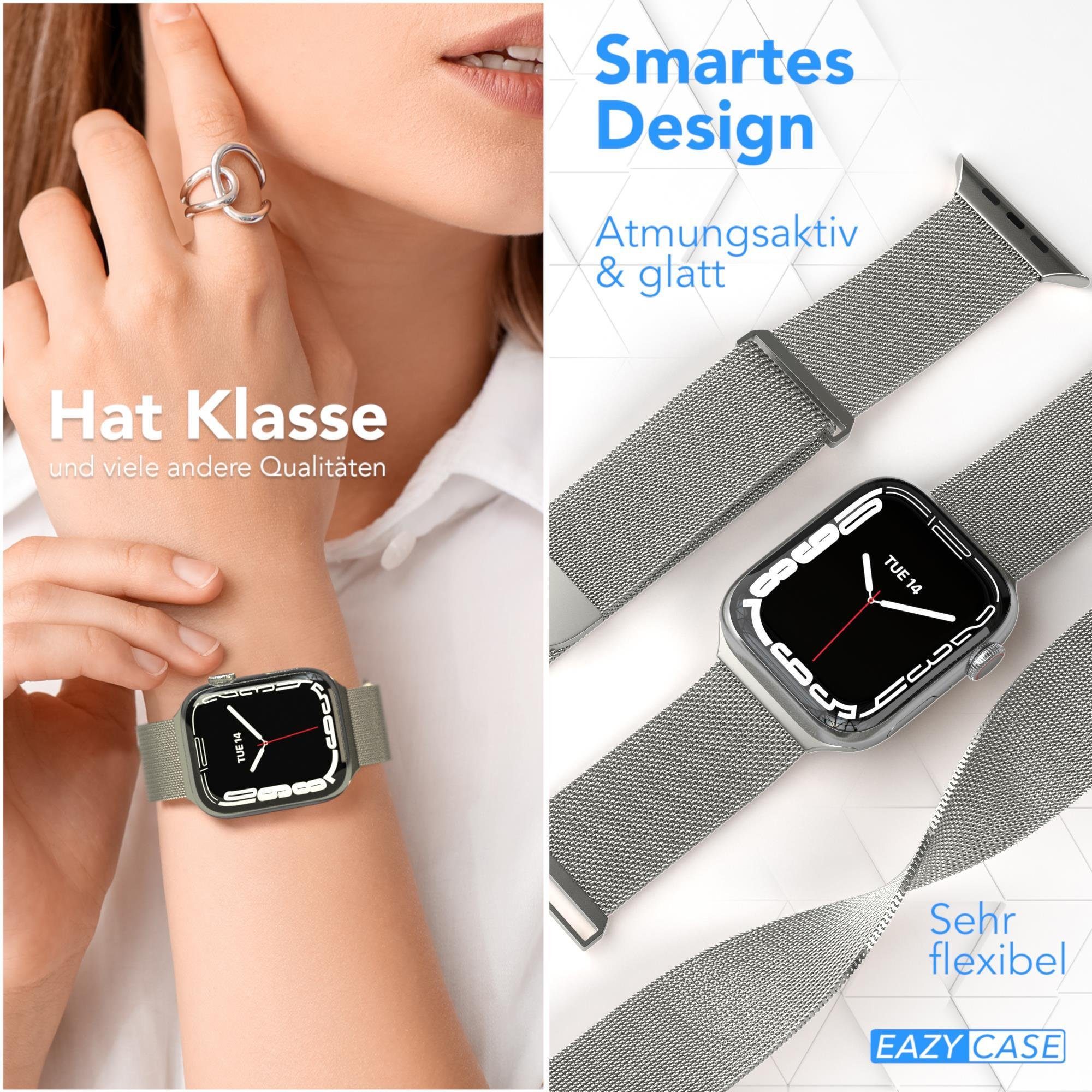 3 Magnetverschluss 6 1 8 Watch 2 mm Metall Silber 41mm Band Ultra, 5 Ersatzarmband 40 iWatch 4 CASE 9 Uhrenarmband 38mm Band SE 7 Apple EAZY für