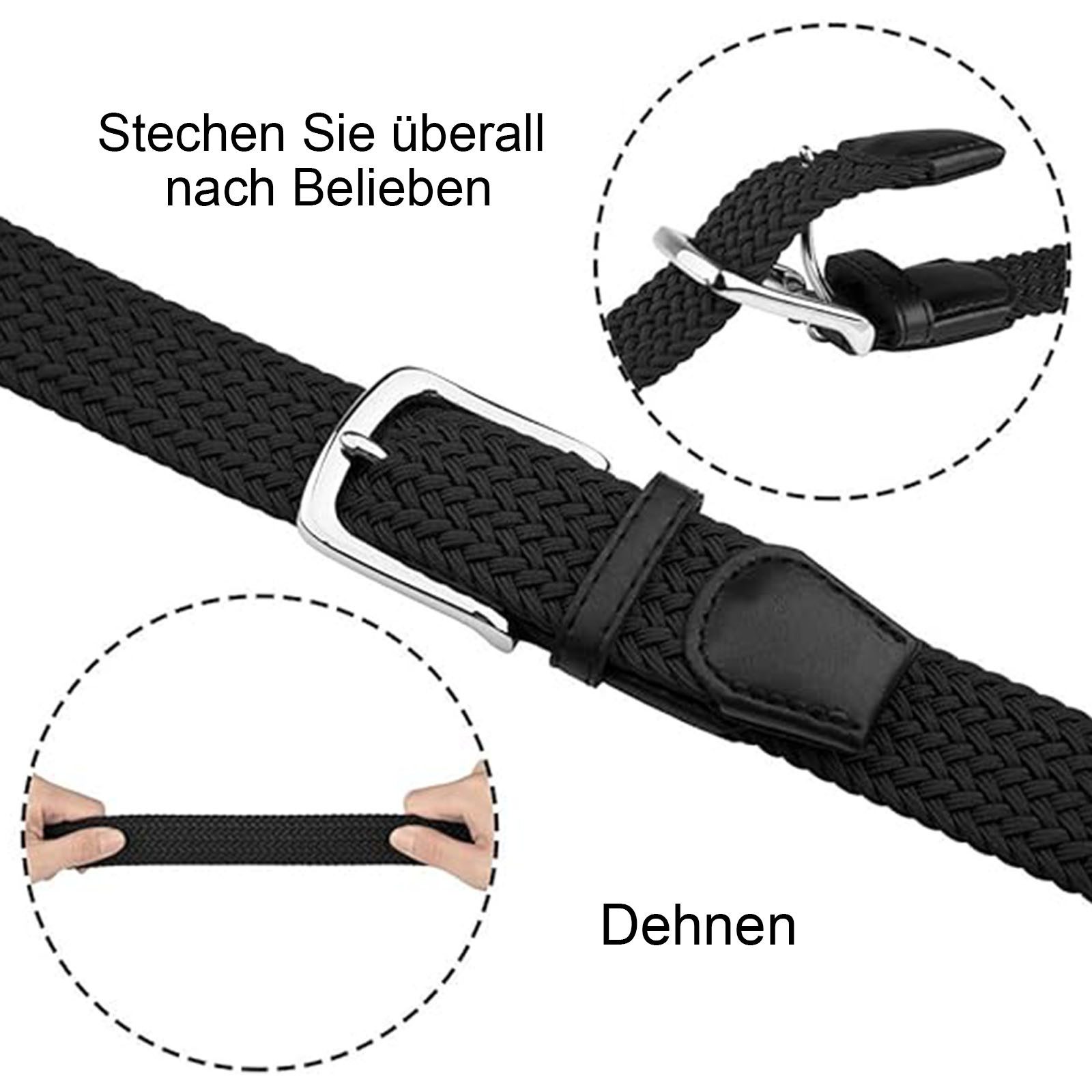 OKWISH Stretchgürtel Elastischer Gürtel Geflochtener Stoffgürtel günstig online kaufen
