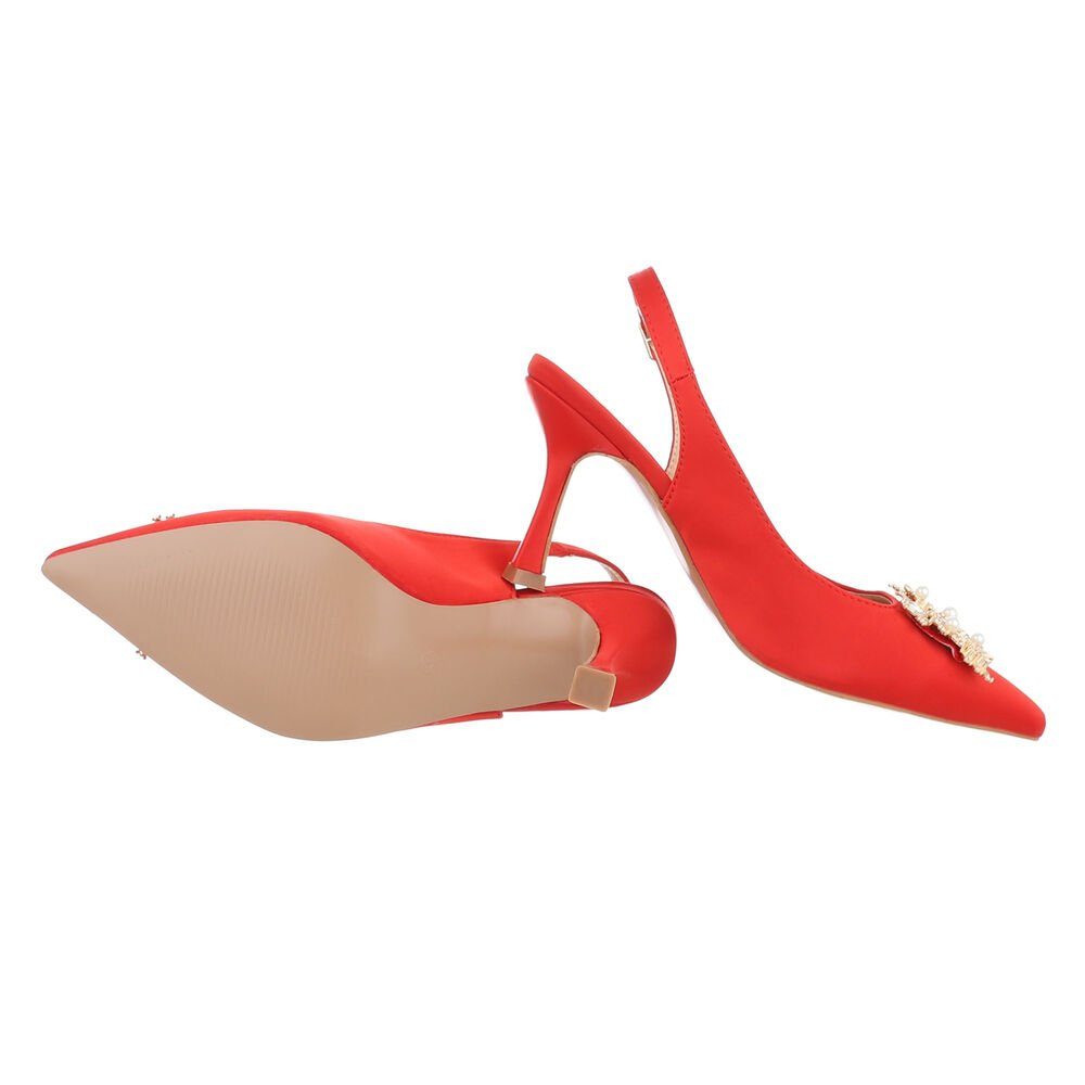 Damen in Pumps Pfennig-/Stilettoabsatz & Abendschuhe Clubwear Schnürpumps High Rot Ital-Design Party Heel