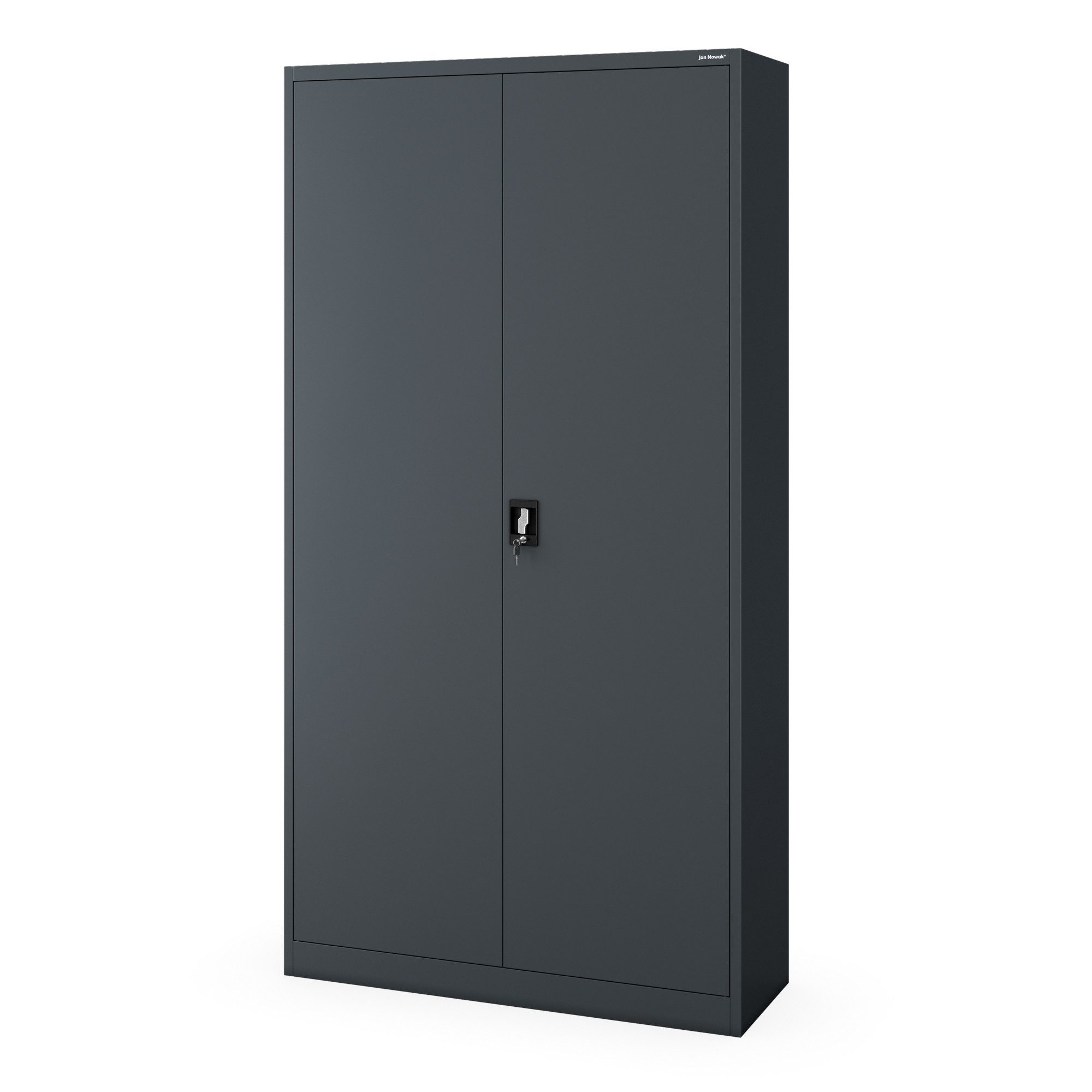 Jan Nowak Aktenschrank Metall Büroschrank abschließbar 115 cm JAN II H220 5 Böden (Stahl 0,7 mm Wandmontage möglich PZH-zertifiziert 4 Farben) Ordnerschrank 80 Ordner Schloss 2 Schlüssel 220 cm robust