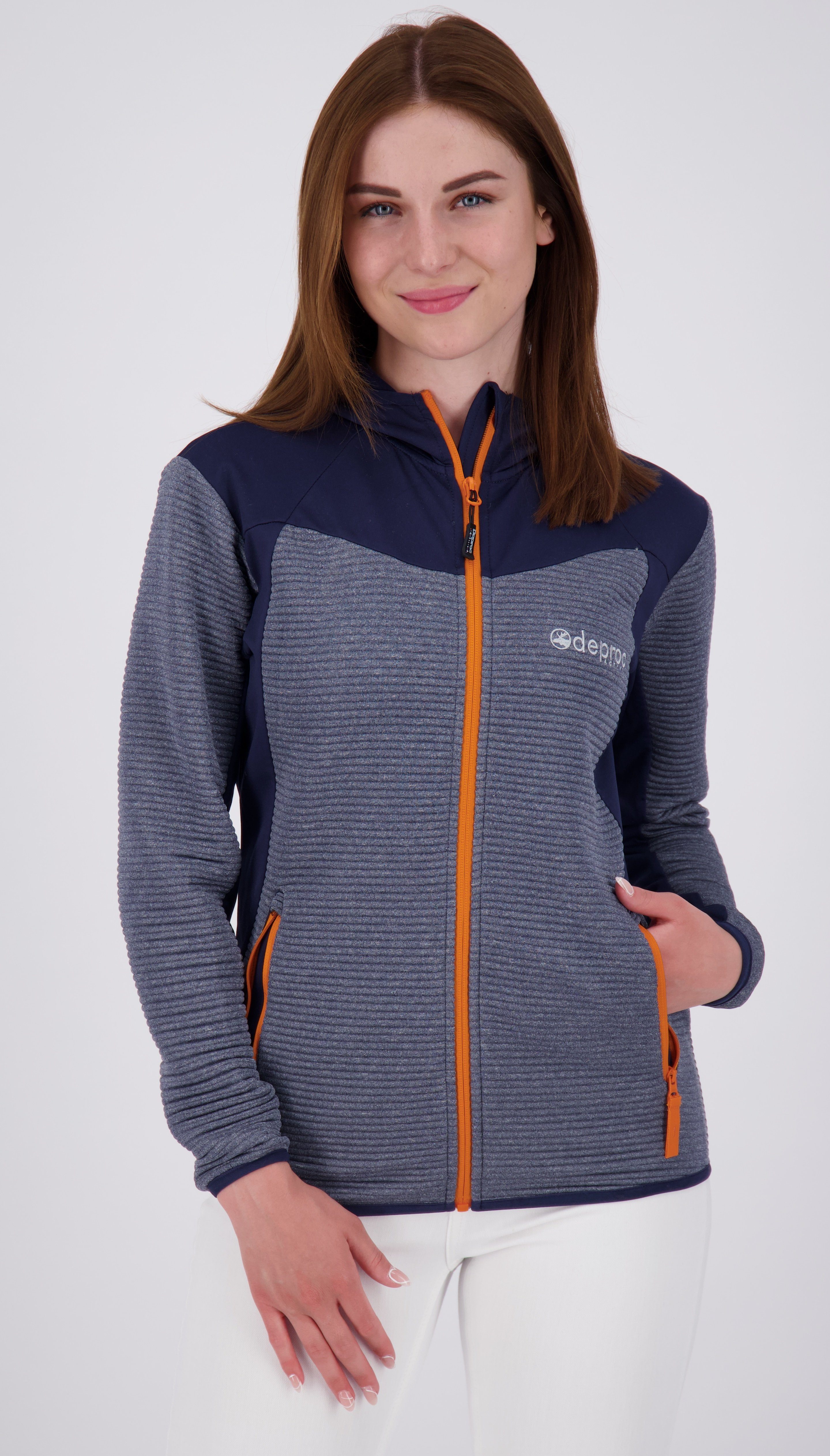 DEPROC Active Strickfleecejacke ELM NEW CS WOMEN auch in Großen Größen erhältlich, mit Kapuze navy