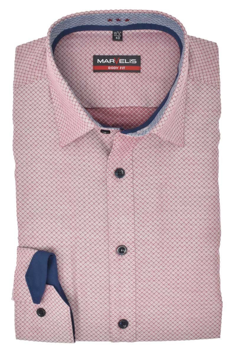 MARVELIS Businesshemd BODY FIT - Businesshemd Abnäher am Rücken