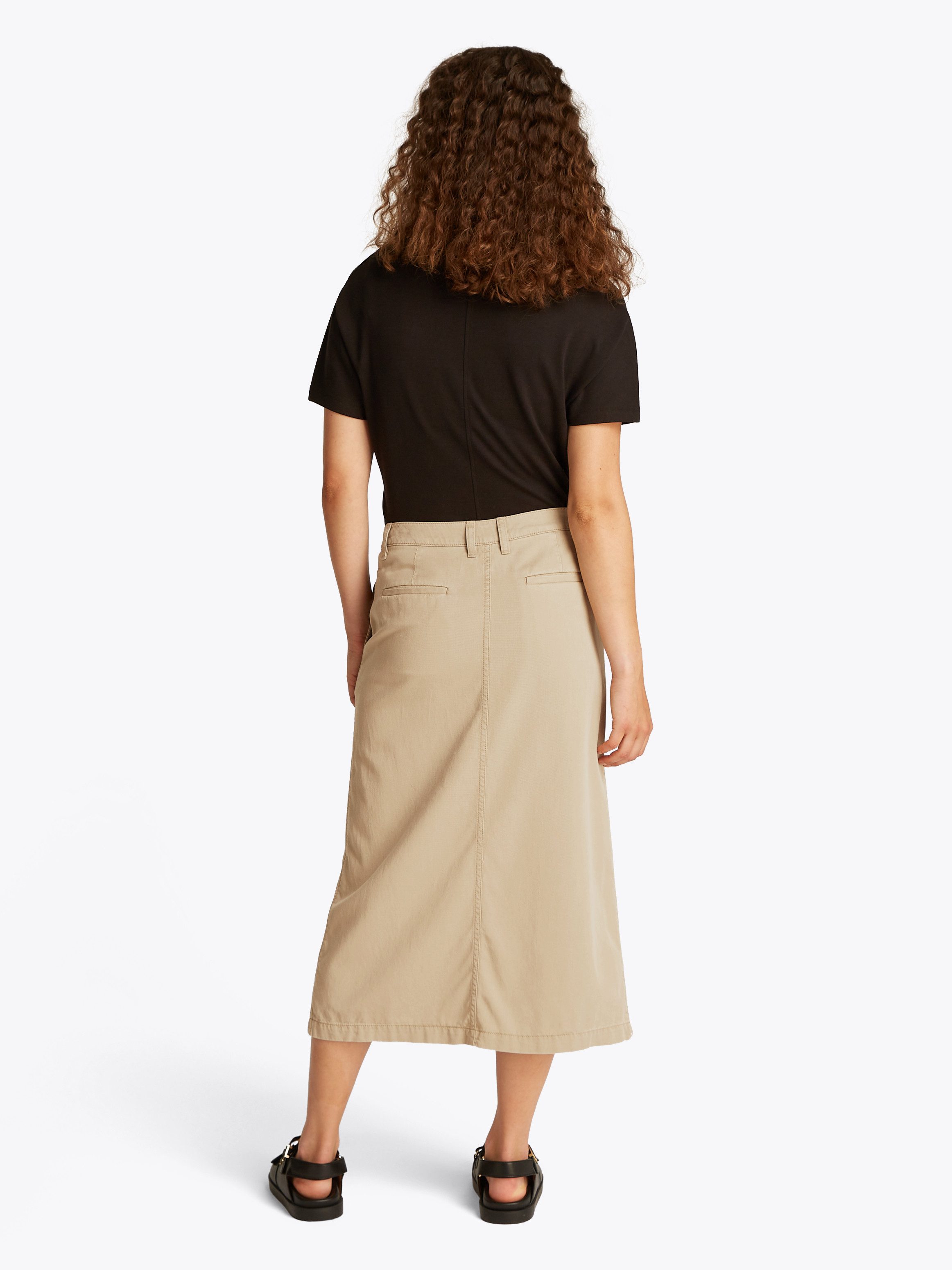 Tommy Hilfiger Webrock CO TENCEL MIDI SKIRT mit Schlitz