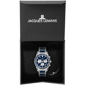 Jacques Lemans Quarzuhr Armbanduhr Chronograph Liverpool Blau Ø 39 mm