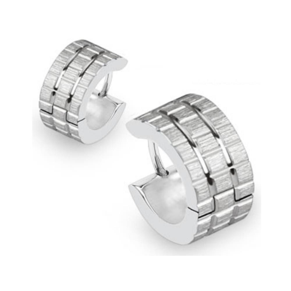 Creolen-Set Creolen Gitterdesign silber aus Edelstahl für Damen
