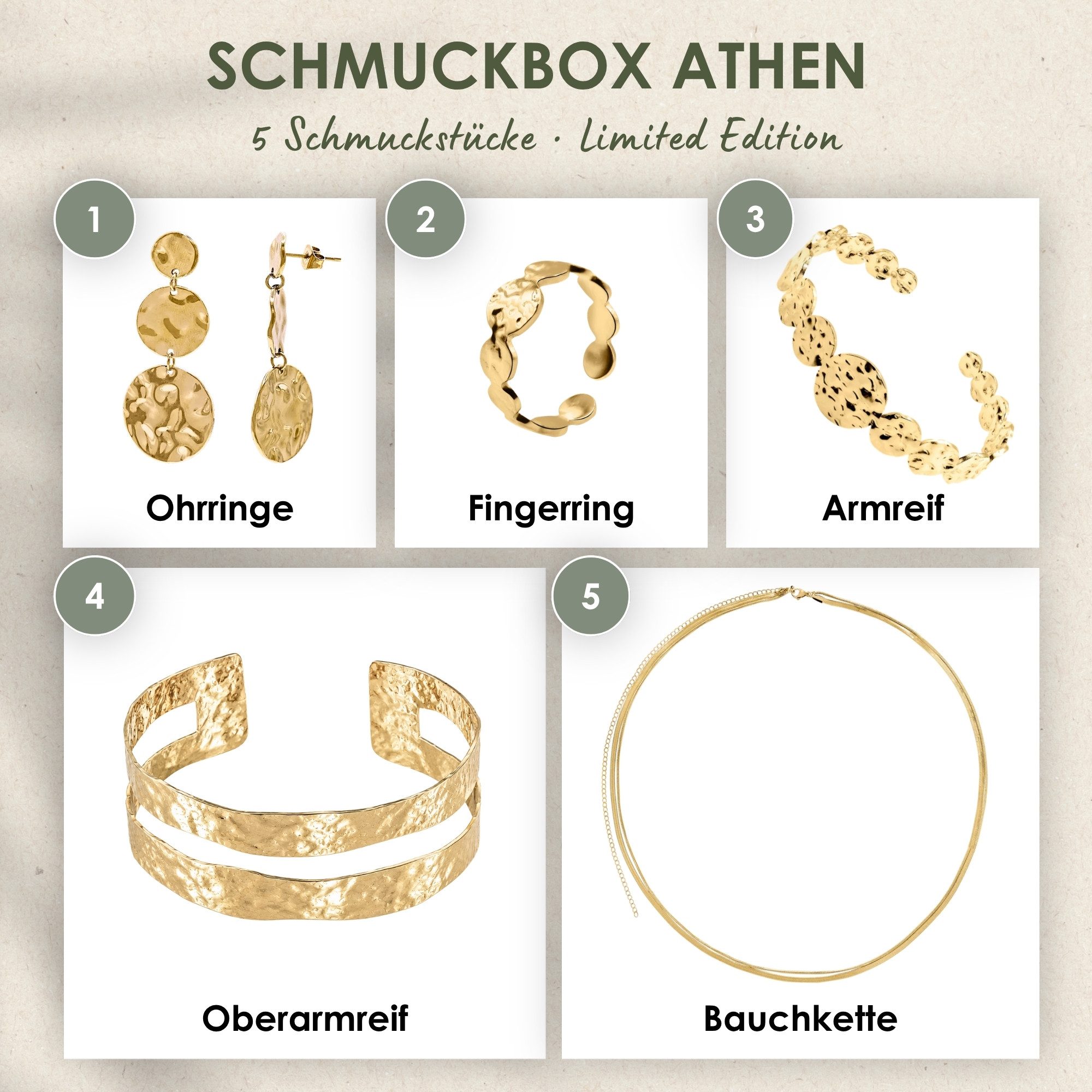 Heideman Schmuck-Adventskalender Summerbox Athen silberfarben, Schmuckset mehrteilig Schmuck für Frauen - 5 Schmuckstücke
