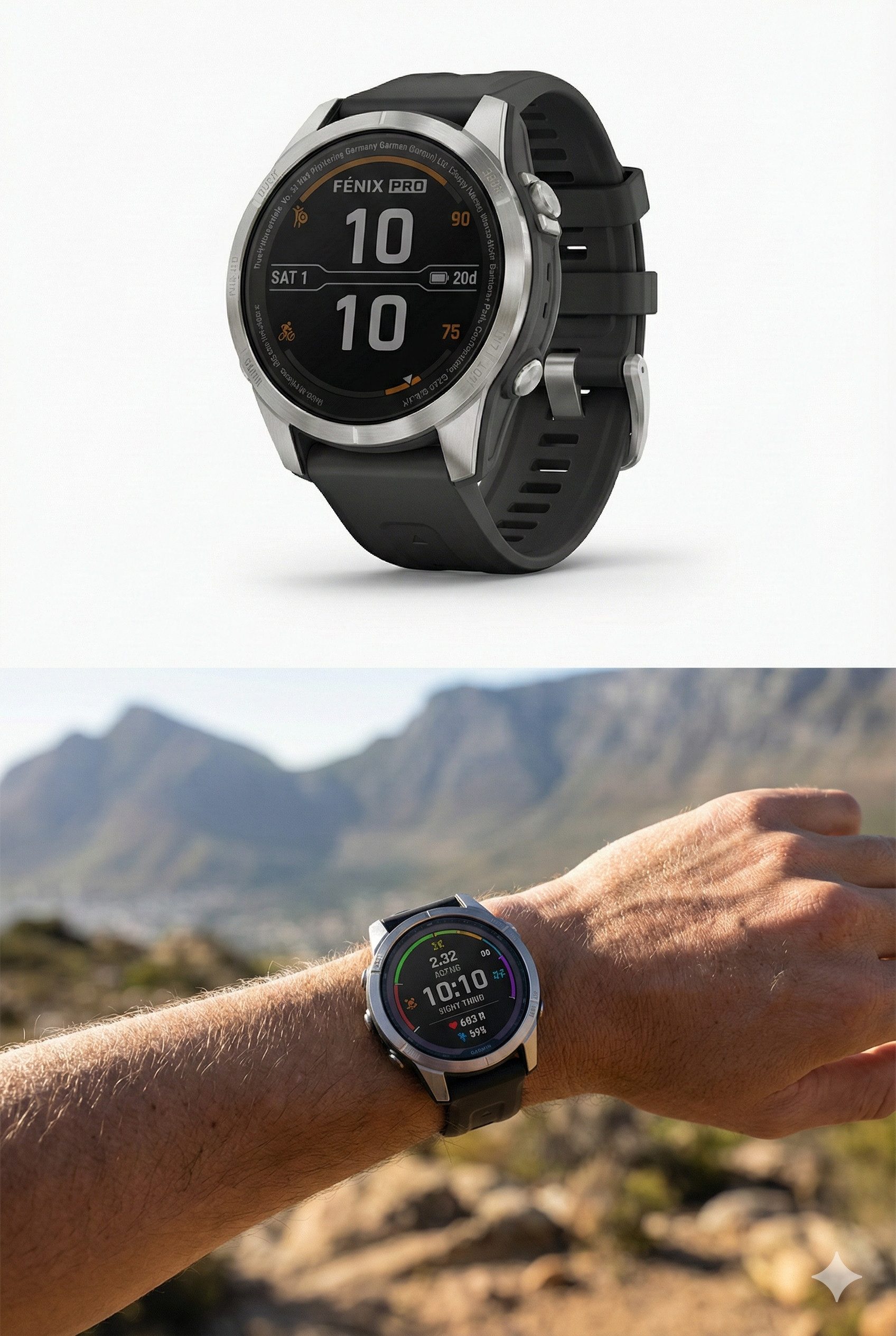 Garmin fēnix® 7 Pro Smartwatch (3,04 cm cm/1,2 Zoll, Garmin OS) Einzelartikel, 2-tlg., Smartwatch inkl. Silikon-Armband und Lade-/Datenkabel, Solar-Ladelinse; Saphirglas; Taschenlampe; Gen 5 Sensor; Gehäuse 42mm
