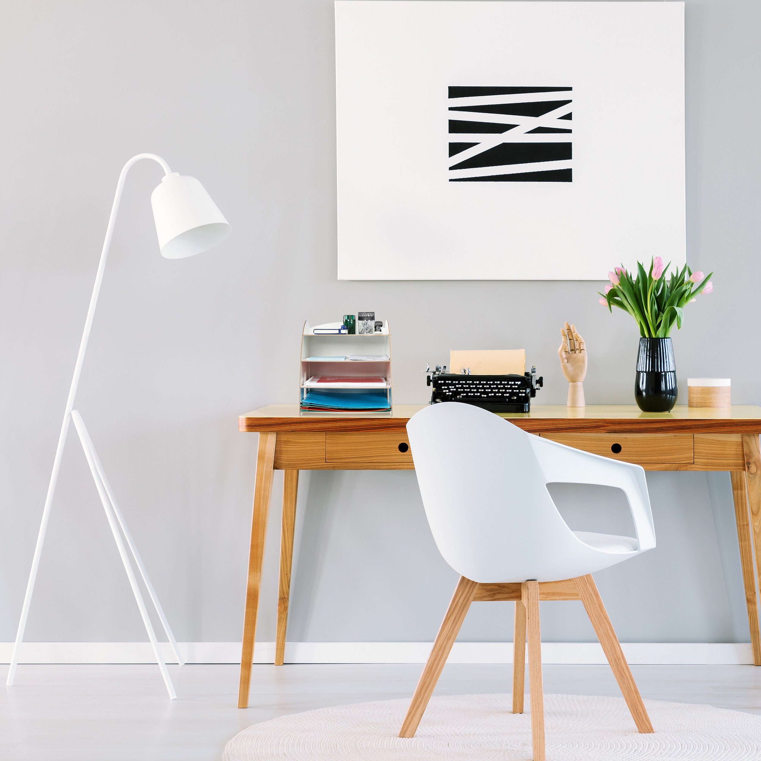 relaxdays Briefablage Dokumentenablage mit 4 Fächern, weiß