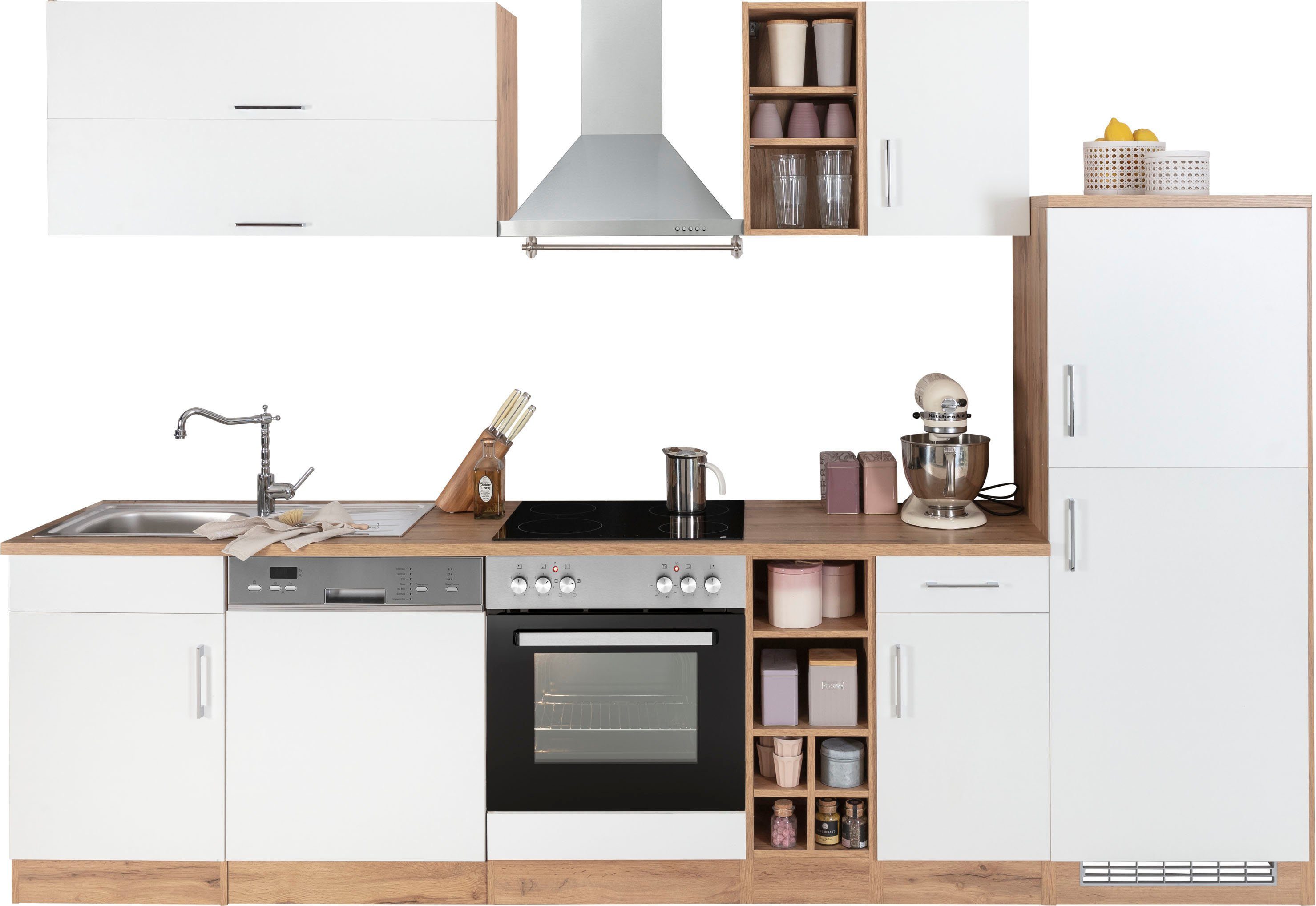 HELD MÖBEL Küchenzeile Colmar, mit E-Geräten, Breite 300 cm, Beliebig um  weitere Schränke erweiterbar, z. B. auch über Eck