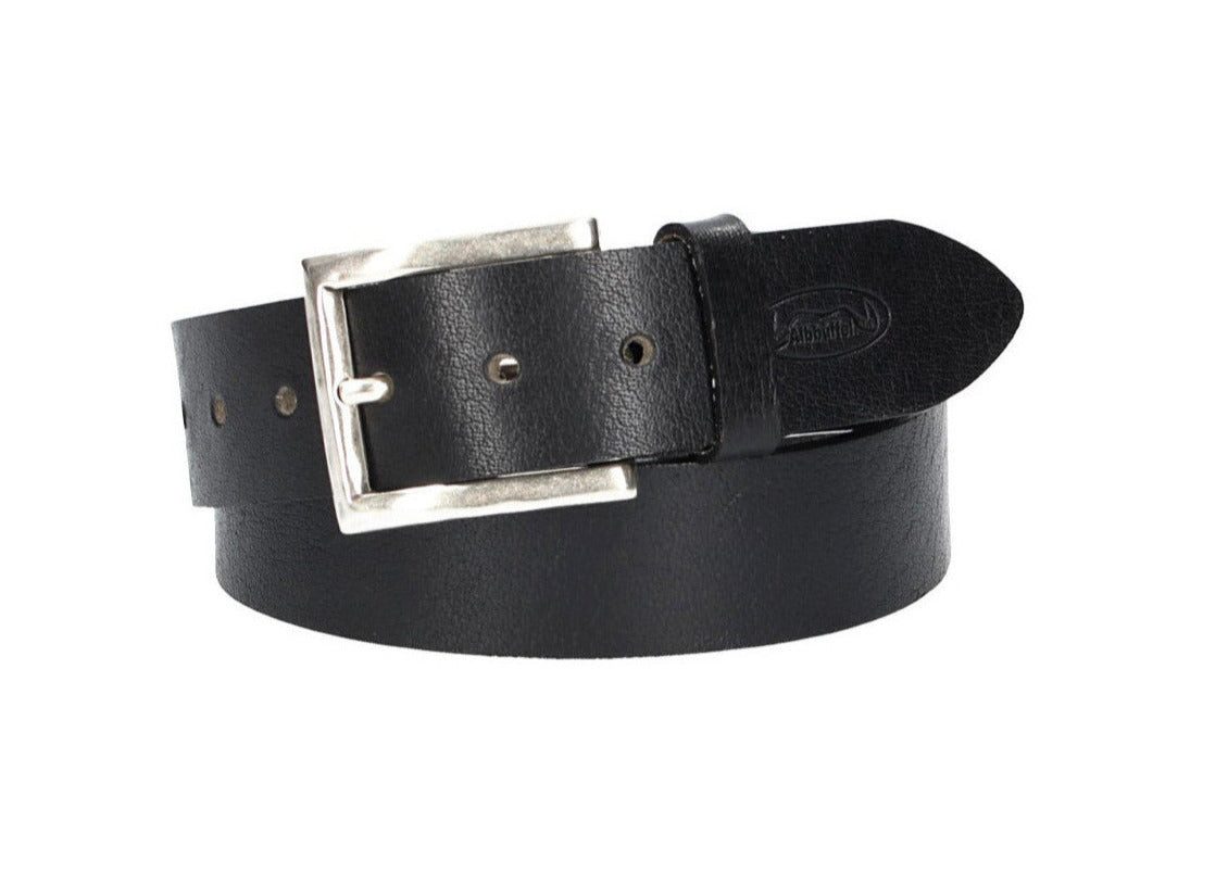 Leder Bazlen Ledergürtel Albbüffel in Schwarz 40mm mit Dornschließe in Silber (ALBBÜFFEL-SCHWARZ, 1-St) sehr weiches Vollrindleder