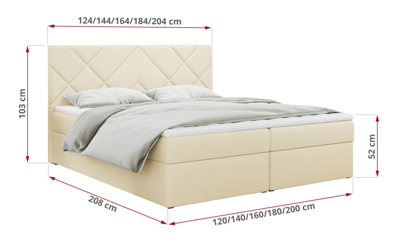 MÖBEL mit MKS STELLE 3, für Doppelbett Bettkasten Schlafzimmer, mit Boxspringbett Multipocket-Matratze