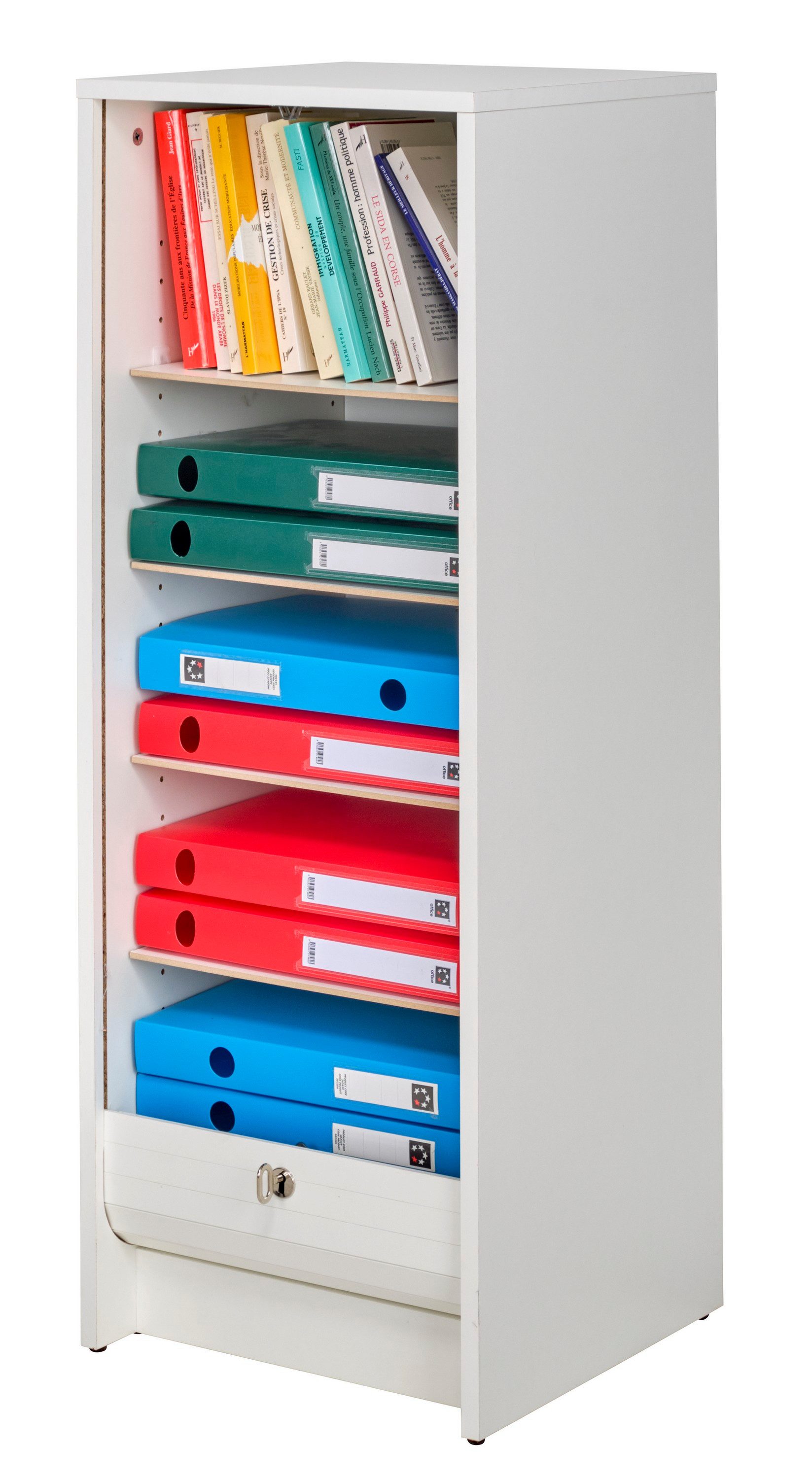 SIMMOB Rollladenschrank Aktenschrank mit Rolladentür, abschließbar, Weiß, 104x38x38,5 cm