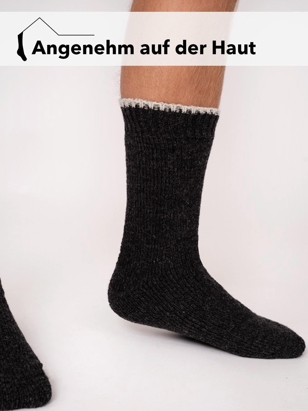 HomeOfSocks Norwegersocken 80% Wollsocken Inu Extra Warm Mit Frottee Winter Extra Dicke Socken Warm 80% Wolle Einfarbig