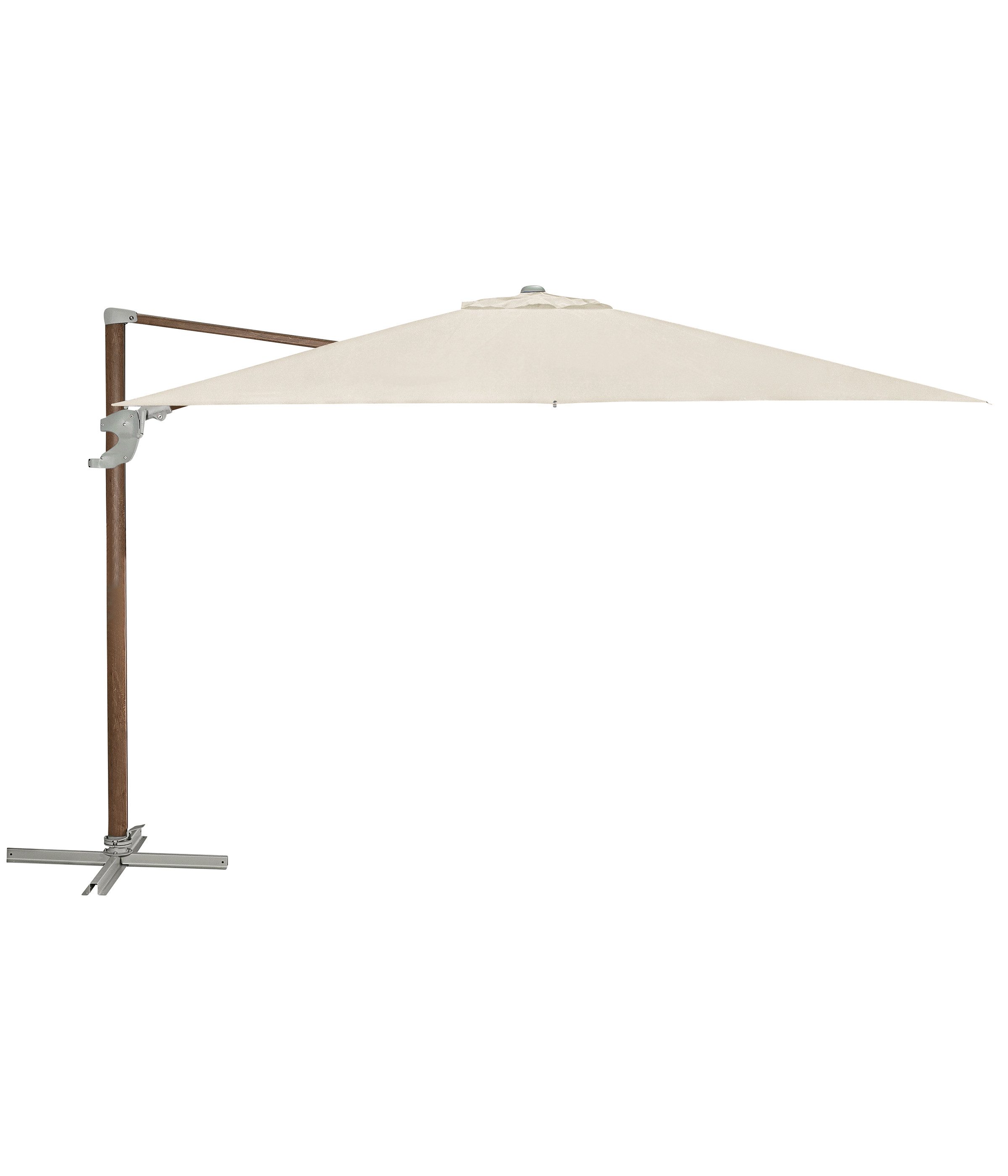 Dehner Sonnenschirm Zypern, schwenkbar, eckig, 264 x 300 x 300 cm, Hochwertiger Ampelschirm mit UV-Schutz 80+ inklusive Plattenständer