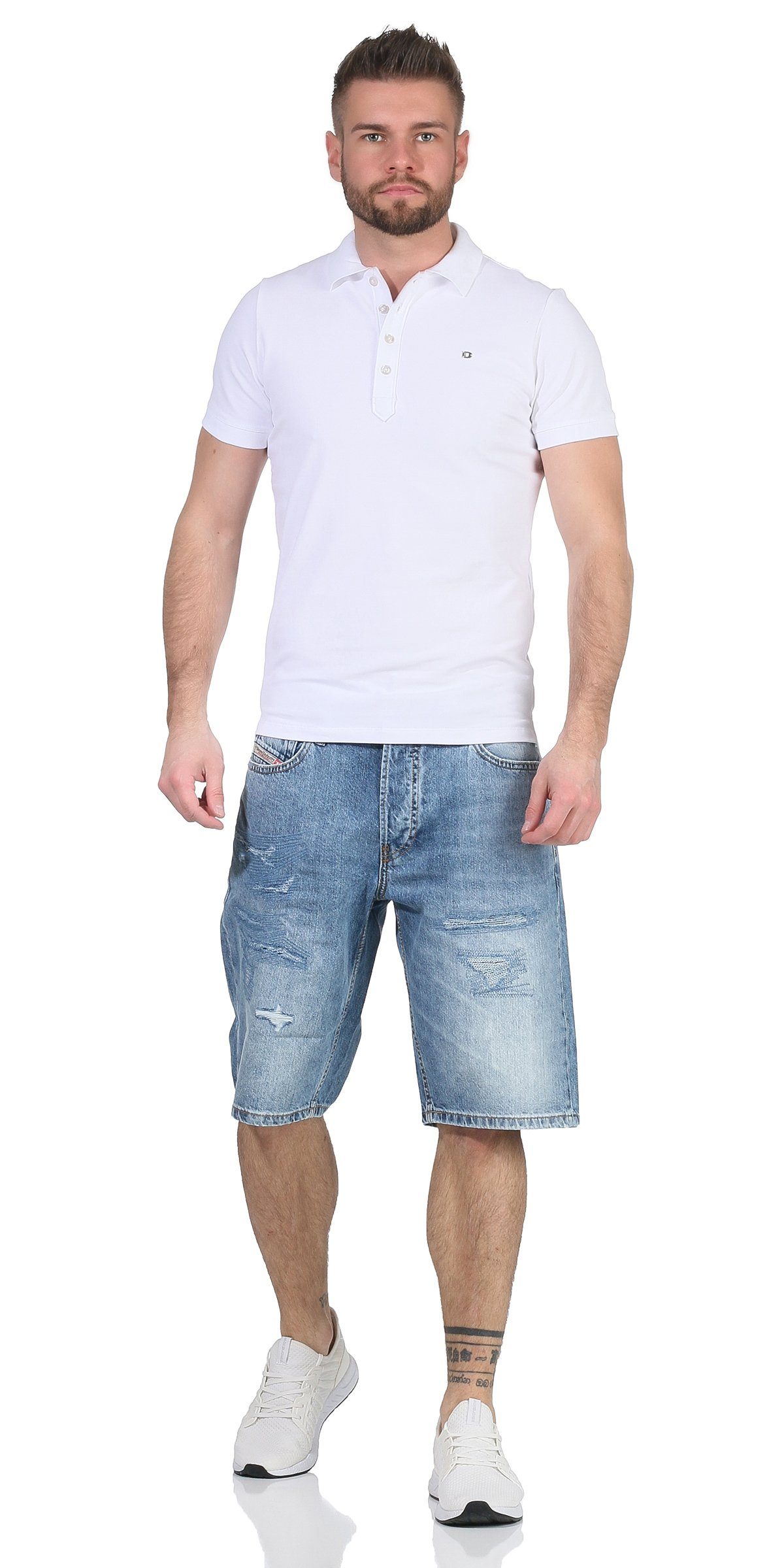 Blau Vintage RB012 Herren Shorts kurze RG48R Kroshort Shorts, Diesel Jeansshorts Used-Look Jeans Hose dezenter Look