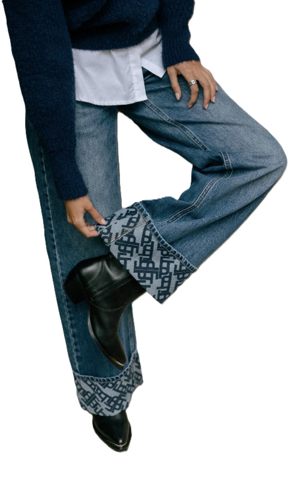 Freeman T. Porter Relax-fit-Jeans Kate Denim - Weite Jeans mit breiten Umschlägen - Baggy Fit