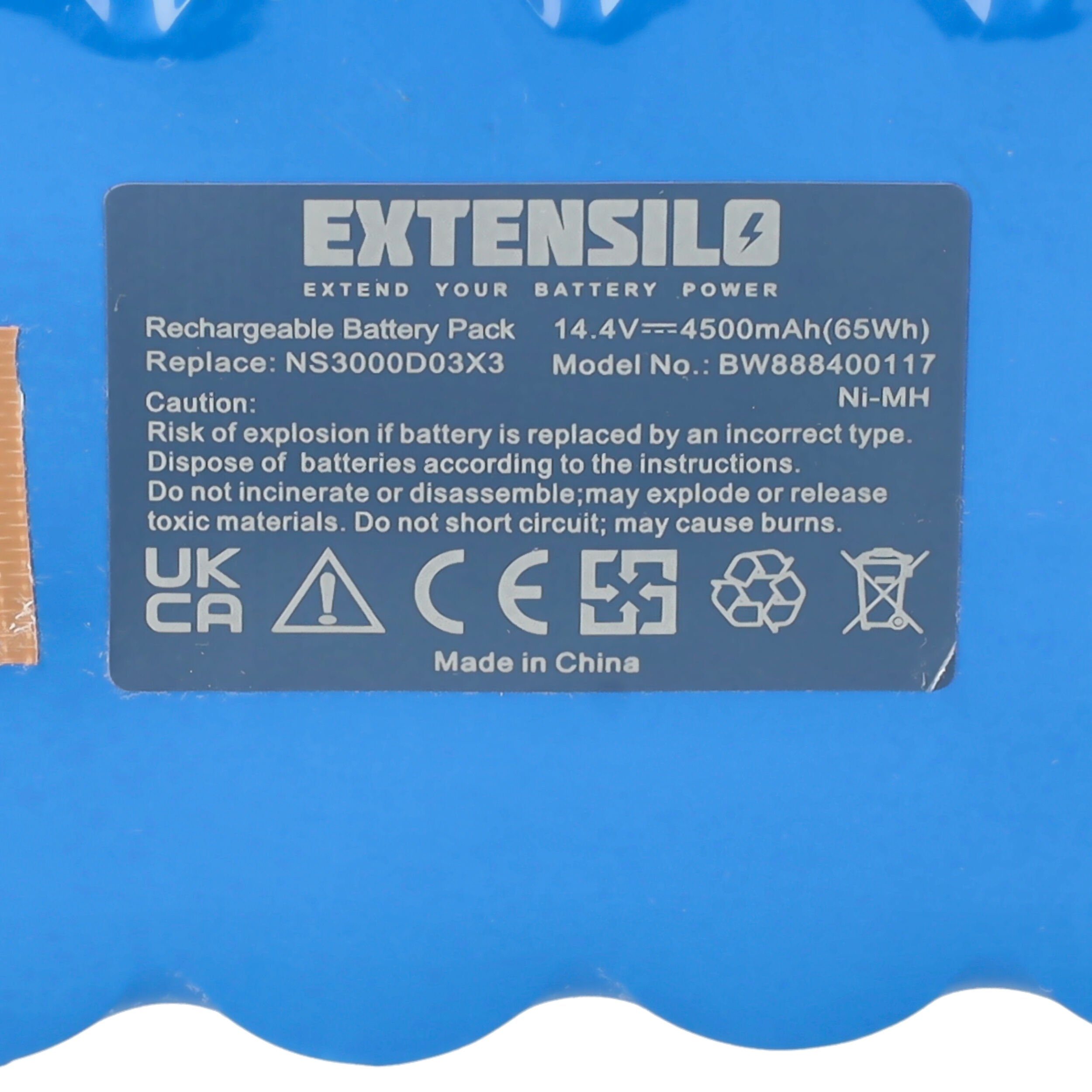 RBC003021, passend Hoover RBC001011, Candy mAh Extensilo für RBC003011, RBC002011, Staubsauger-Akku 4500