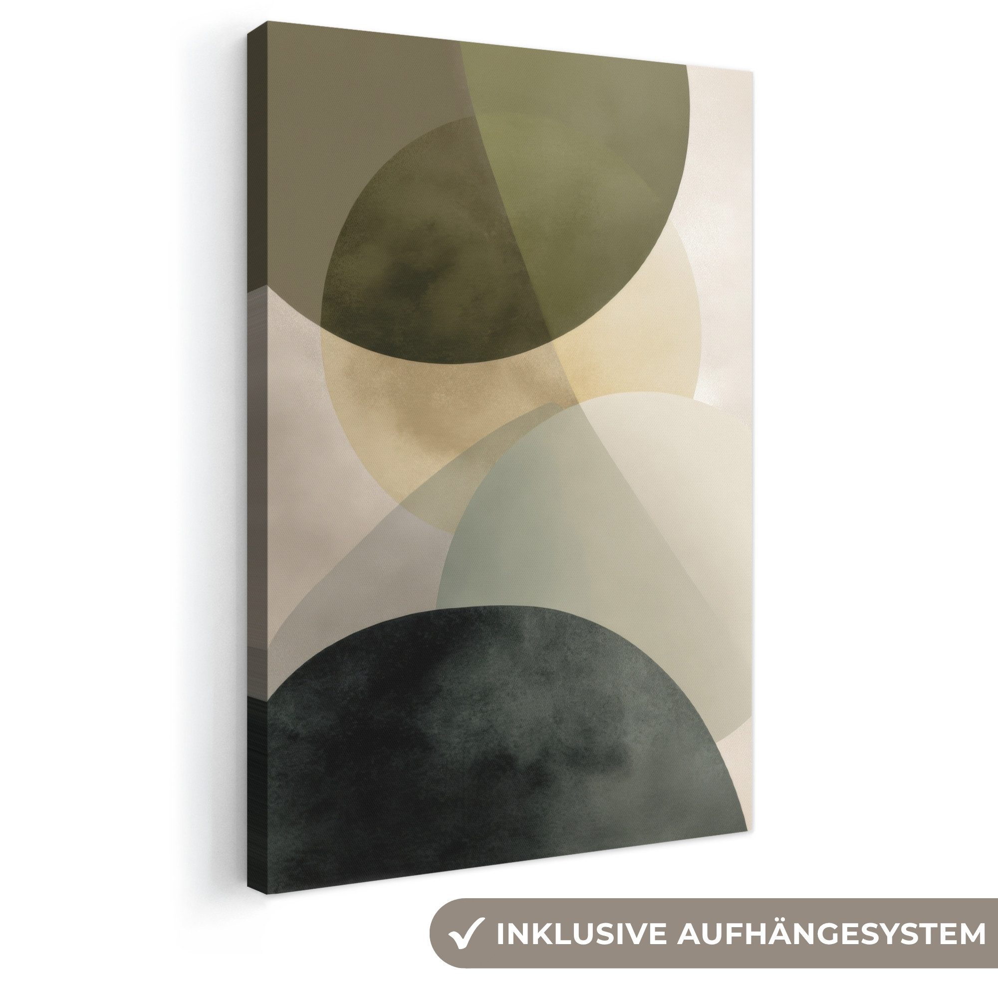 OneMillionCanvasses® Leinwandbild Flugzeuge - Abstrakt - Beige - Kreise, Fotodruck (1 St), Leinwand Canvas Wandbild, Wanddekoration 20x30 cm