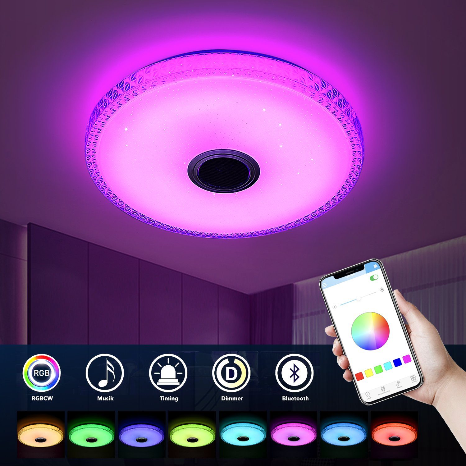 oyajia Deckenleuchte Kristall LED Deckenlampe 60W, günstig online kaufen