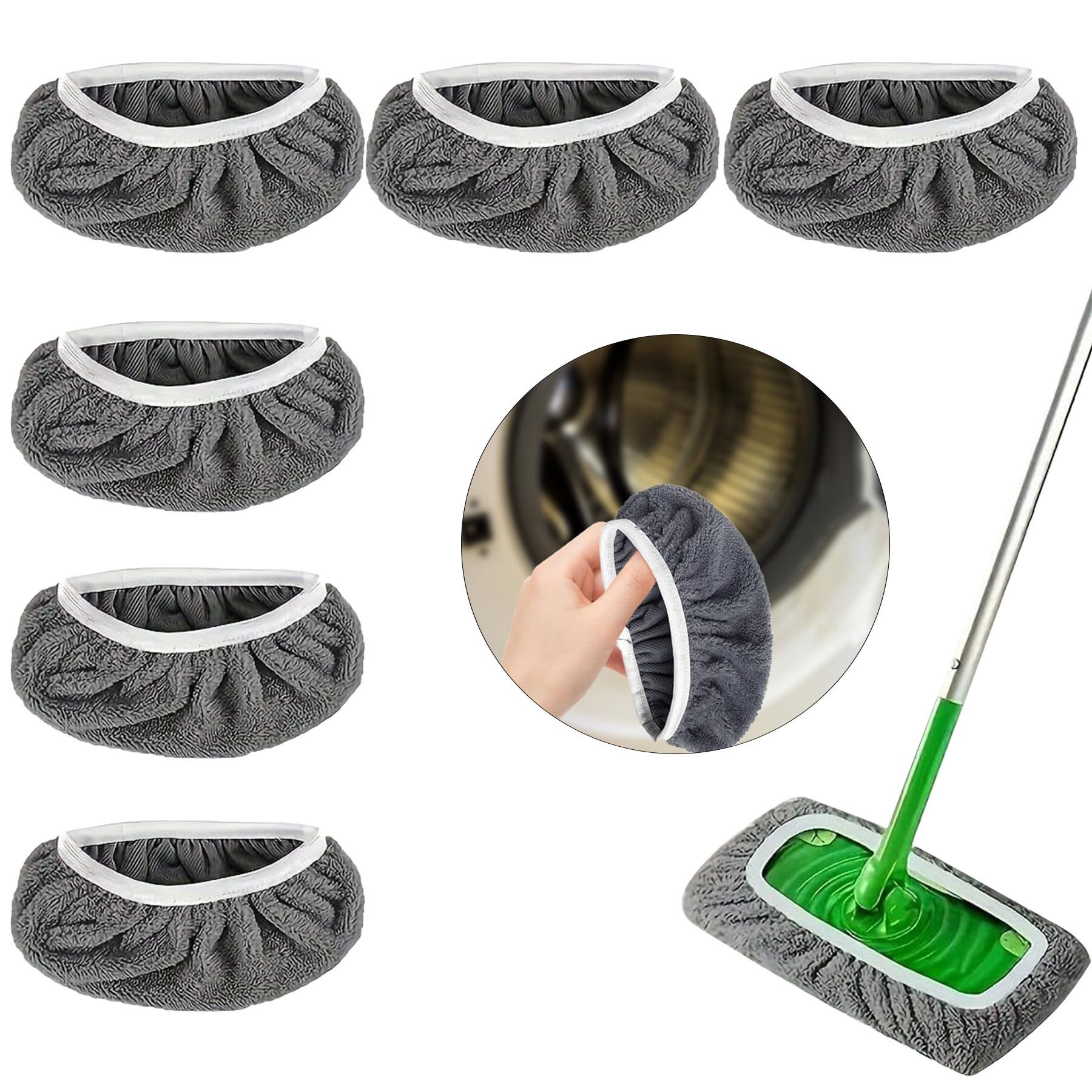 Mutig Wischmopp 6 Stück Wischmopp Bezug Ersatz,Waschbare für Swiffer Sweeper Mop, (Für Haushalt Wohnung Hotel Auto Bodenreinigung,25.4x11.5CM, 6-St., Waschbare,Vorteilspaket,Wiederverwendbare,Vielseitige Anwendung), 6-teiliges Set