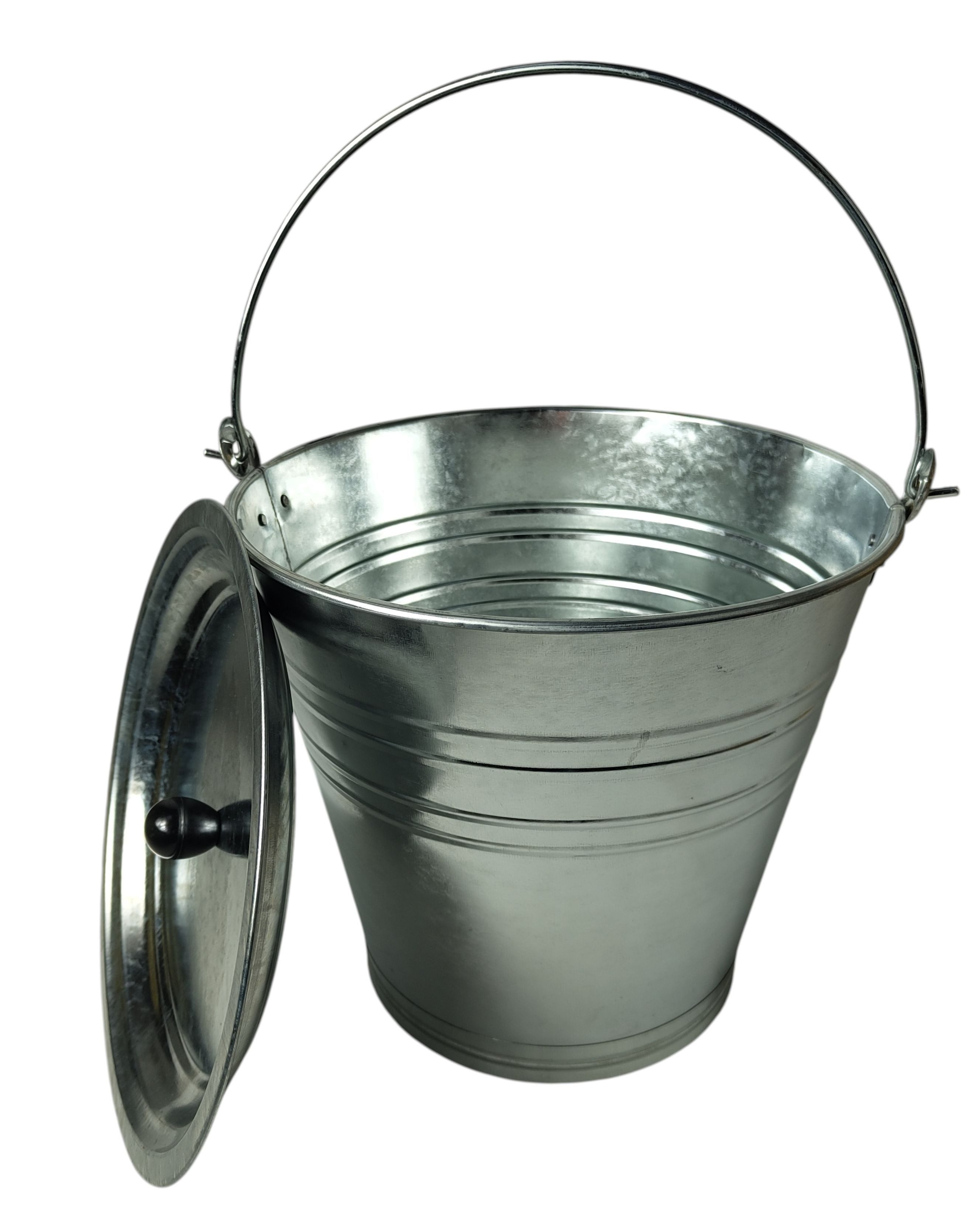 sesua Mülleimer Verzinkter Metalleimer mit Deckel 12 Liter für Wasser oder Asche, Mülltonne