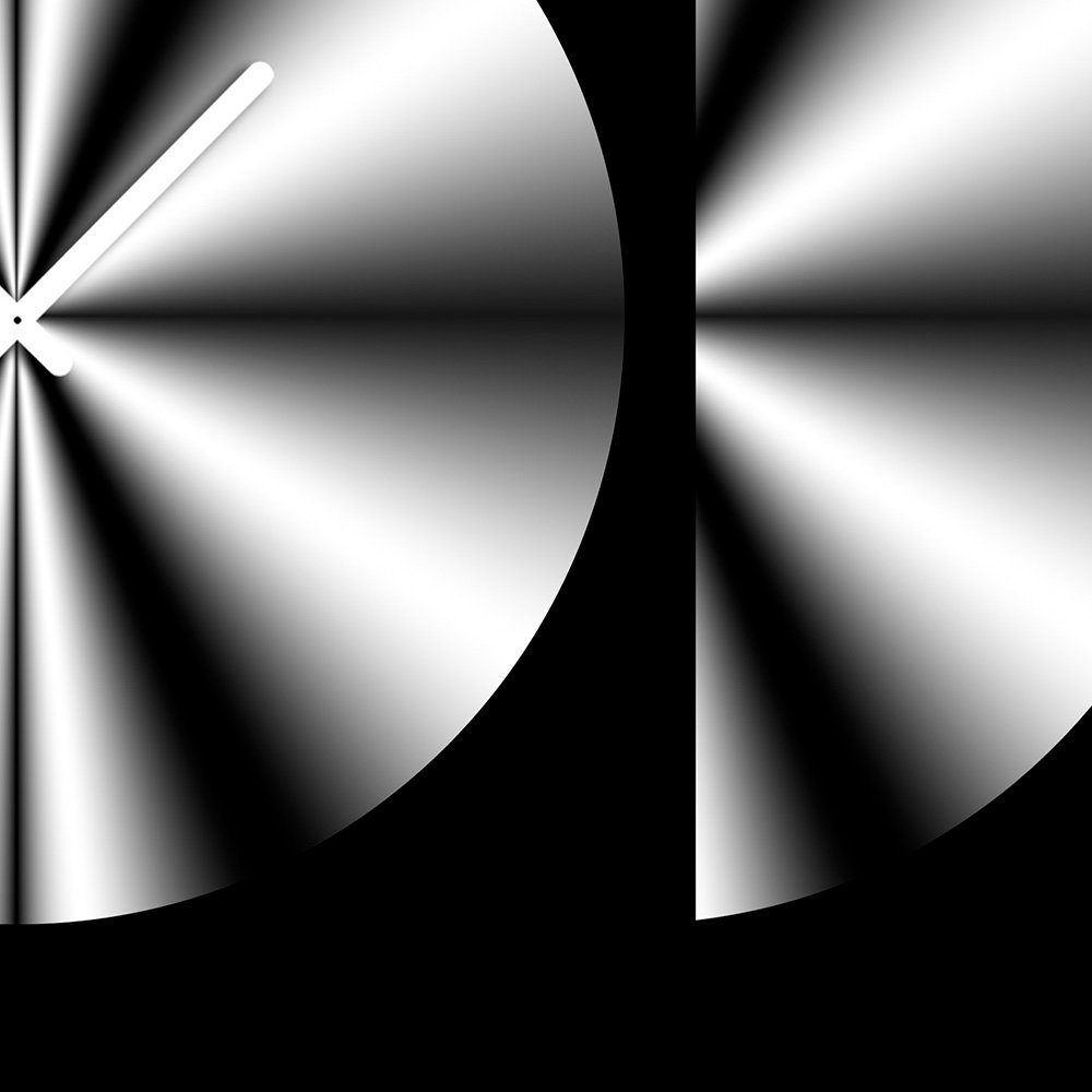 dixtime Wanduhr Wanduhr XXL 3D 4mm aus weiß Optik 50x70 Uhrwer 3D-Optik leises Dixtime (Einzigartige schwarz cm Alu-Dibond) Kreis