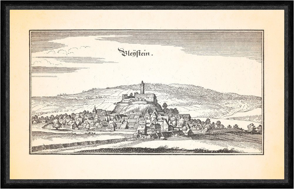 Kunstdruck Pleystein Oberpfalz Stadtpfarrkirche St. Sigismund Burg Faks_Merian 0