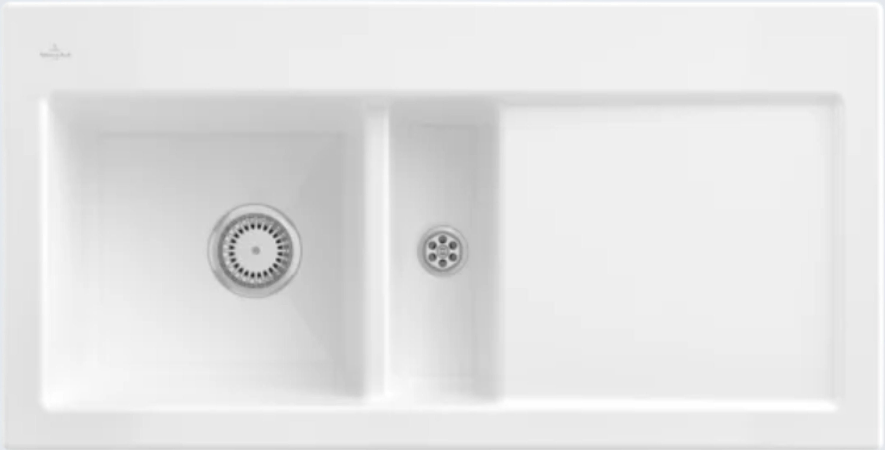 Villeroy & Boch Küchenspüle 6770 01 R1, Rechteckig, 100/22 cm, Geschmacksmuster geschützt, Becken links und rechts möglich