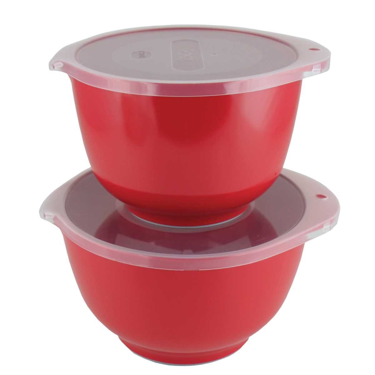 ROSTI Rührschüssel ROSTI Schüssel 2-er Set MARGRETHE rot ca 2+3L mit Deckel, RO-244727, Melamin, (2er Set)