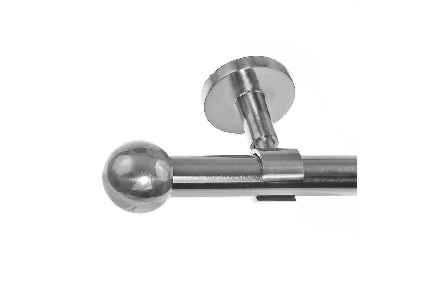 BASIT Gardinenstange Edelstahloptik 20mm mit Deckenträgern 120 cm E33, Ø 20 mm, 1-läufig, verschraubt, Metall, D31 120 cm E33 Kugel