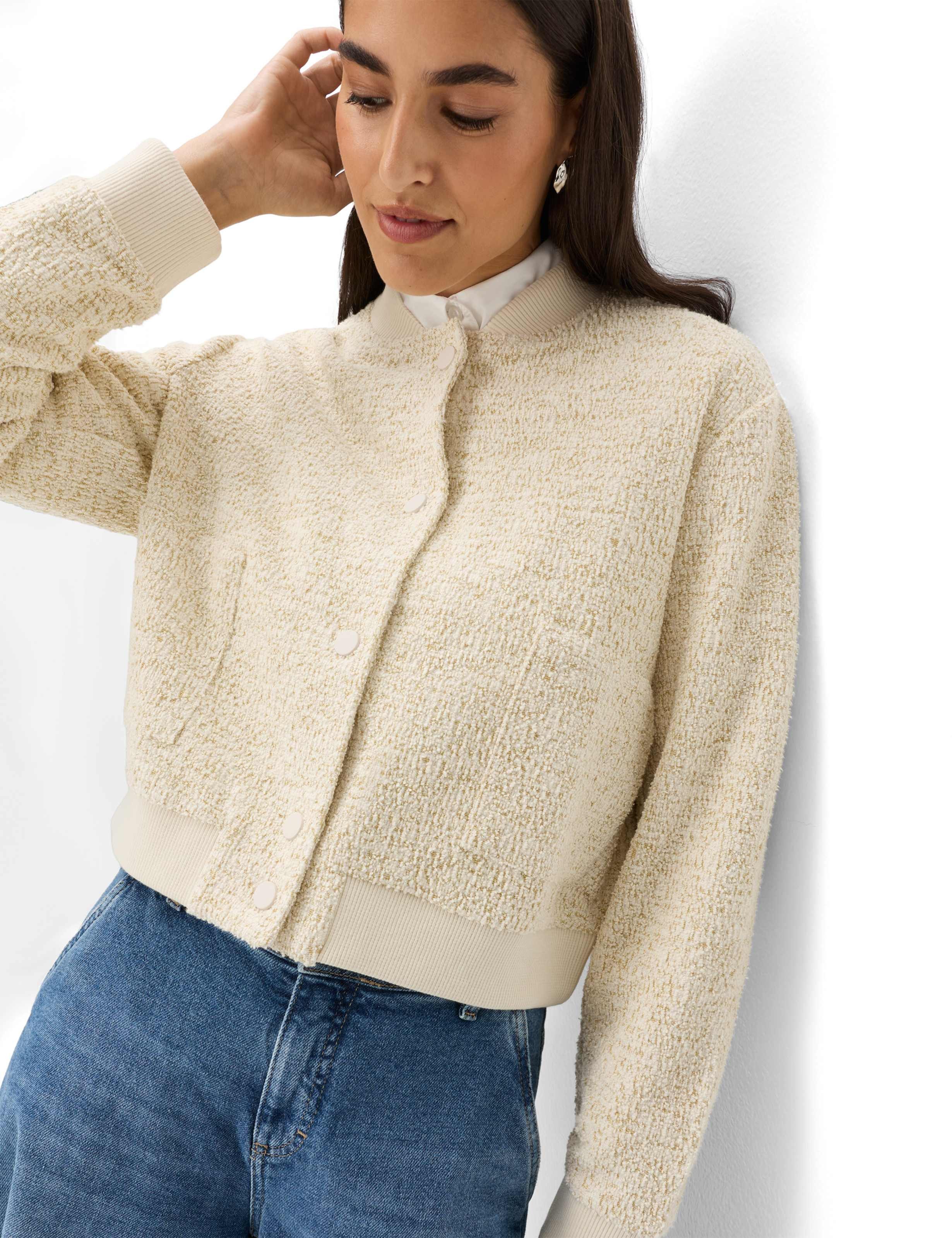 Brax Funktions-Kapuzensweatjacke Style BERNICE L Bouclé: Blouson im Baumwollmix – Bild 3 von 5