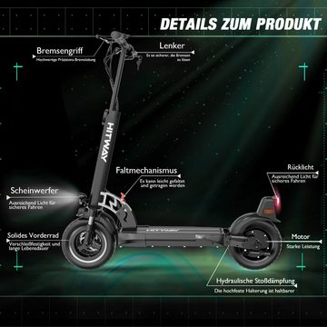 HITWAY E-Scooter, 20,00 km/h, E-roller mit Straßenzulassung Doppelter Stoßdämpfer 19km/h