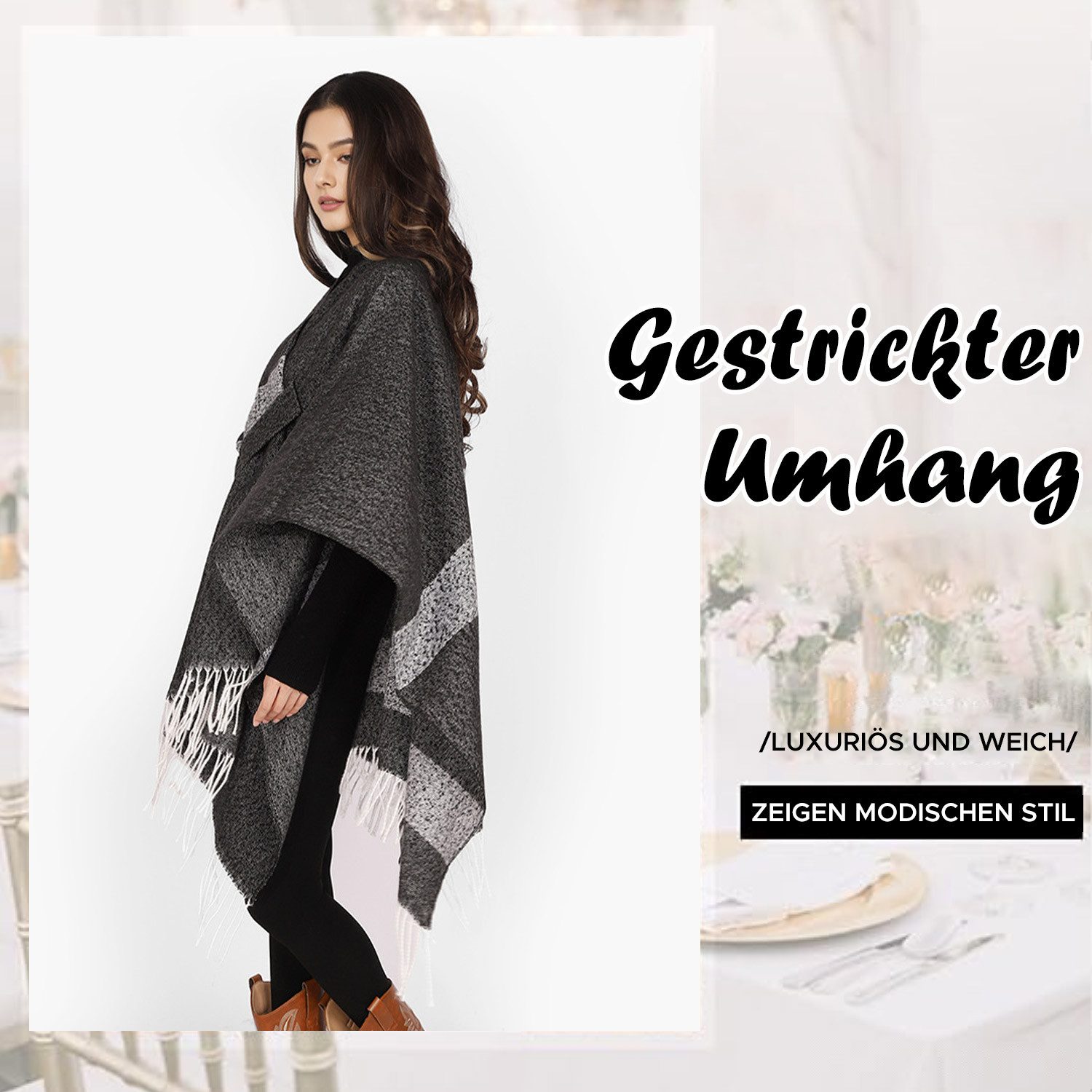 Refttenw Poncho Warm Elegant Poncho,Warmer Umhang,Mit günstig online kaufen