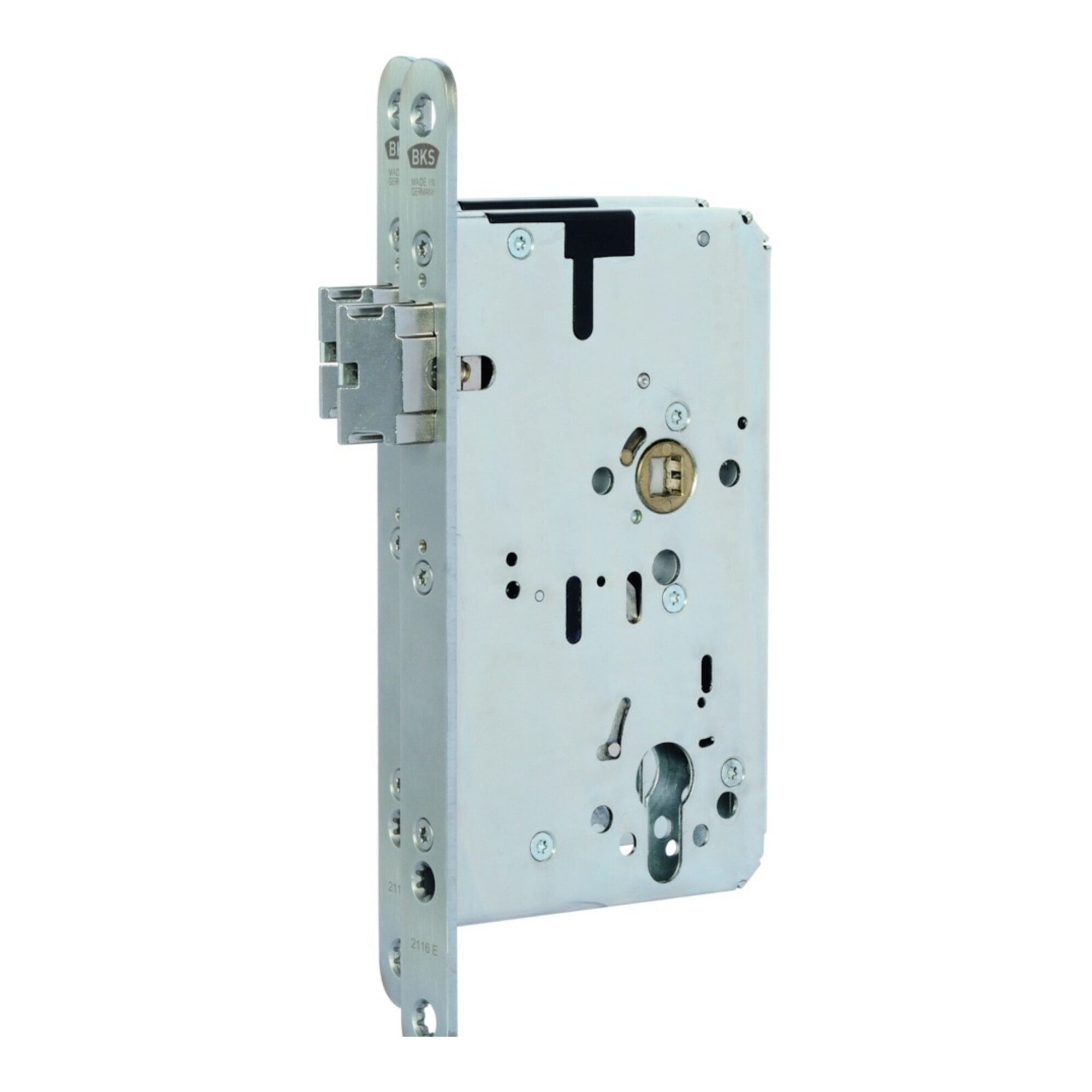 BKS Profilzylinder Panik-Einsteckschloss 2116 Fkt.E rd 20/55/72/9mm DIN R VA selbstverr.B