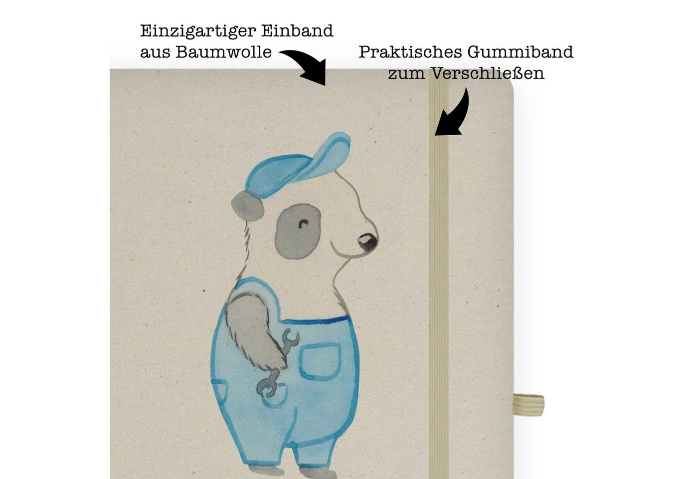Thumbnail - Mr. & Mrs. Panda Notizbuch Handwerker Herz - Transparent - Geschenk, Danke, A5 Notizbuch Punkte, Mr. & Mrs. Panda, Hochw...
