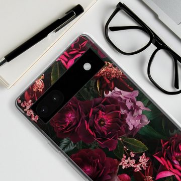 DeinDesign Handyhülle Rose Blumen Blume Dark Red and Pink Flowers, Google Pixel 6a Silikon Hülle Bumper Case Handy Schutzhülle