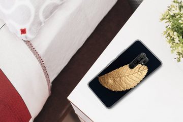 MuchoWow Handyhülle Gold - Blätter - Schwarz - Pflanzen - Luxus - Natur, Phone Case, Handyhülle Xiaomi Redmi 9, Silikon, Schutzhülle