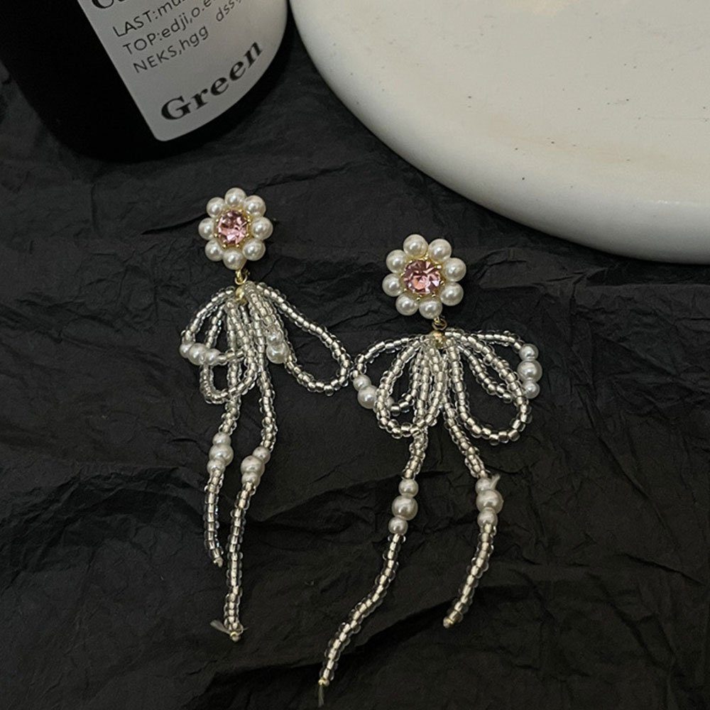 Elegante Damen Ohrringe Accessoires, Ohrstecker Blumen-Ohrringe LAKKEC Braut Perlen Paar Quaste Ohrhänger