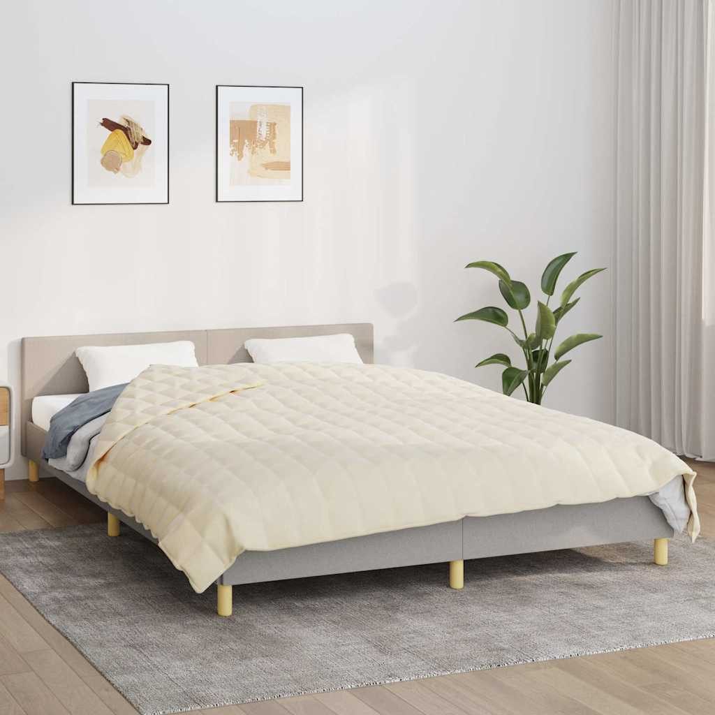 vidaXL Bettüberwurf Gewichtsdecke Hellcreme 220x240 cm 15 kg Stoff – Bild 2 von 5