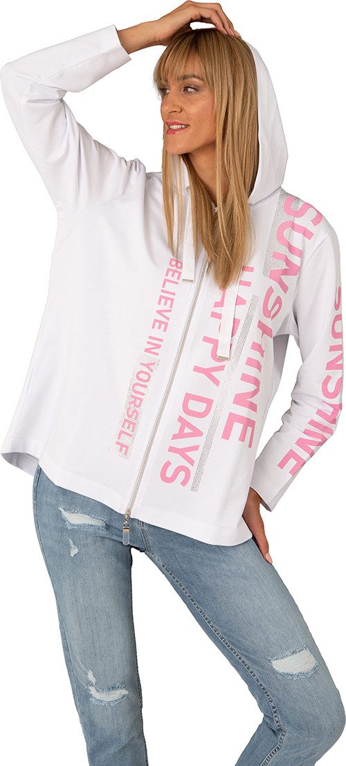 Estefania for woman Sweatjacke 190-9101 leichte Long Sweatjacke mit Schrift günstig online kaufen