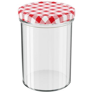 Wellgro Vorratsglas Einmachgläser Schraubdeckel rot kariert - 435 ml, (6-tlg)