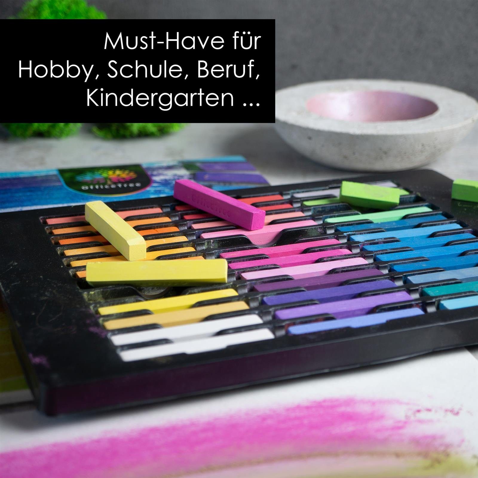 OfficeTree Malkreide OfficeTree Pastellkreide 36 Stück inklusive Zeichenblock (wp), (36er Set)