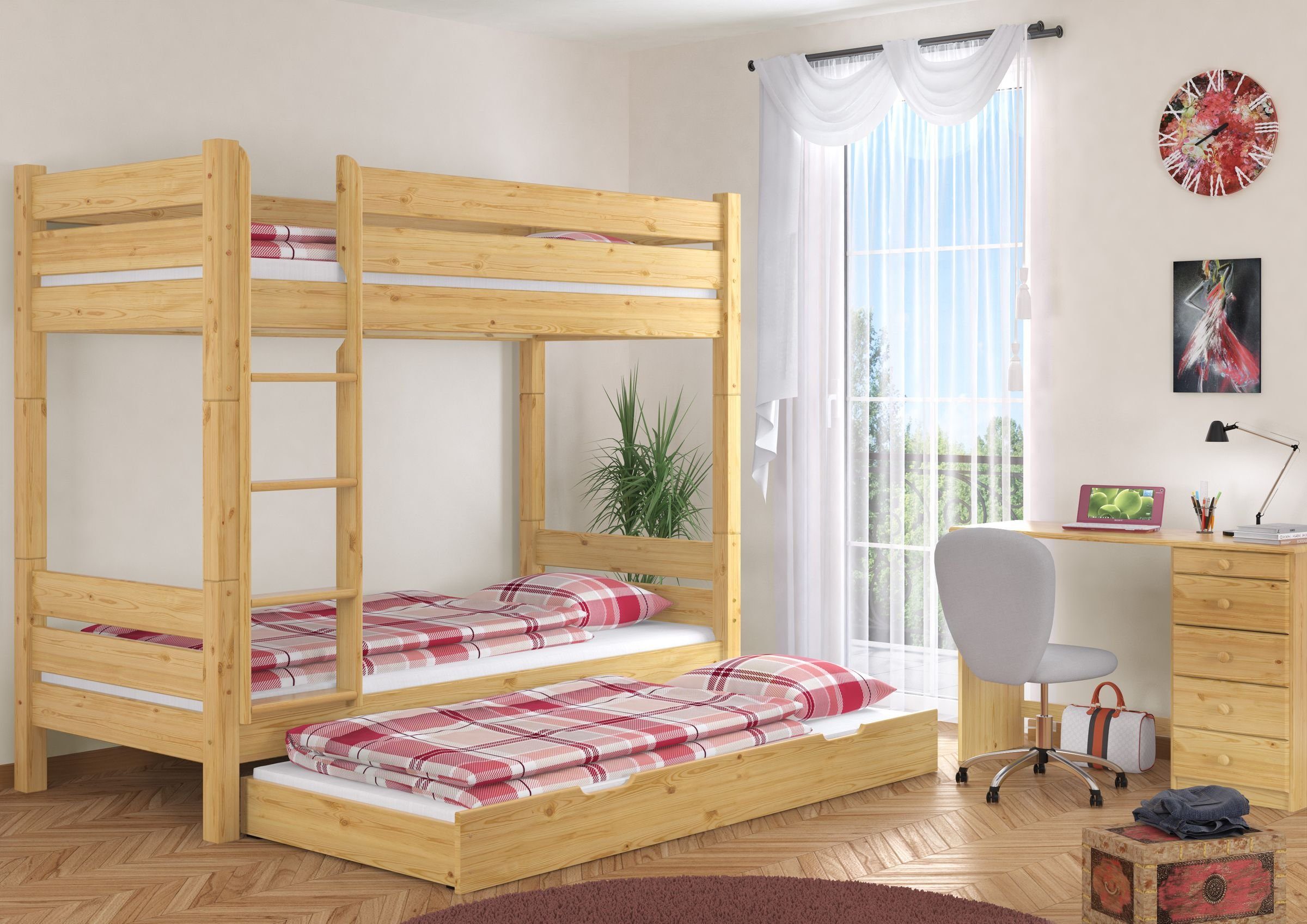 Roste inklusive Gästebett Etagenbett - ERST-HOLZ Etagenbett Matratzen mit 90x200