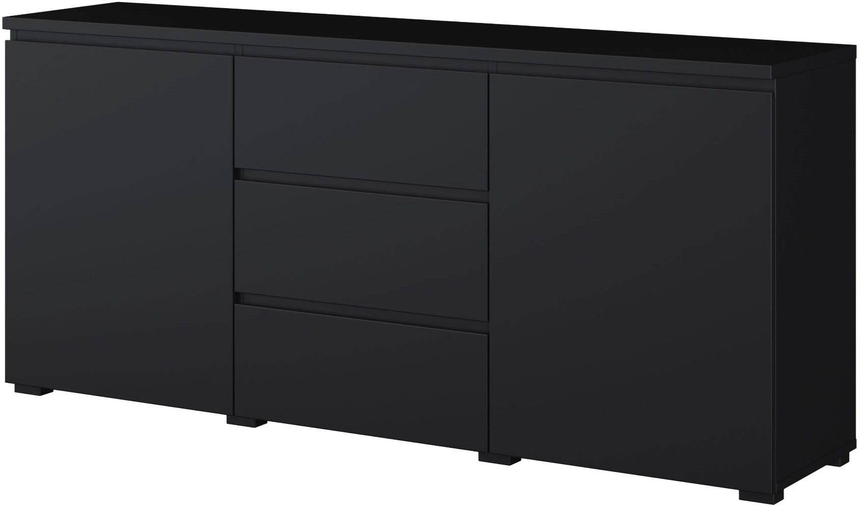 OTTO home Sideboard Modo, Breite 150 cm, moderne grifflose Kommode 2Türen/3 SK, Schubladenkommode mit viel Stauraum, Einlegeböden verstellbar