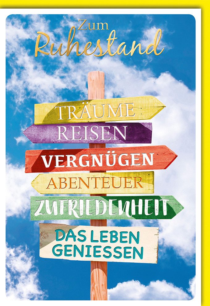 Verlag Dominique Grußkarten Ruhestand - Glückwunschkarte im Format 11,5 x 17 cm - Schilderbaum