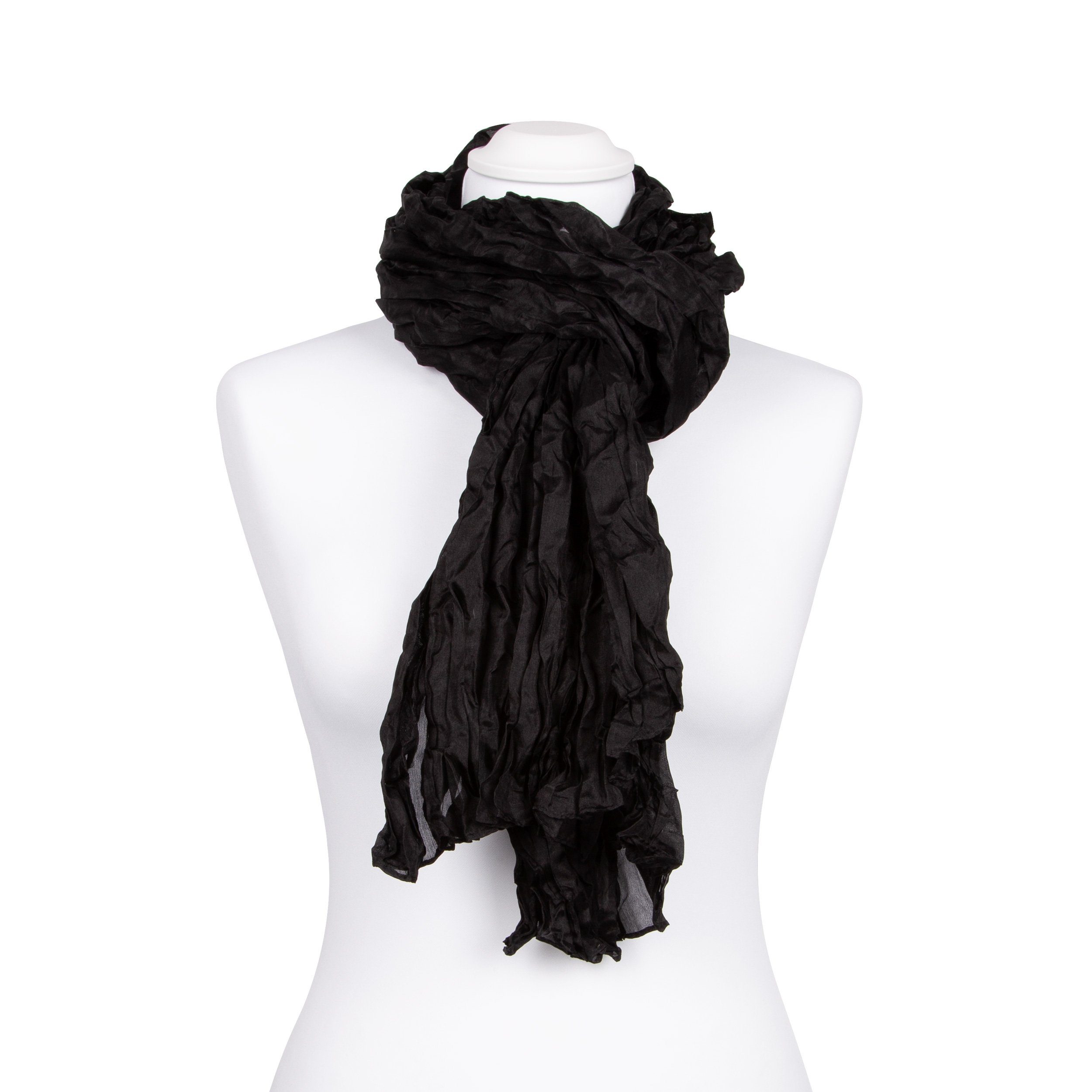 Silkroad Seidenschal Knitterschal Halstuch Schal XXL Schwarz