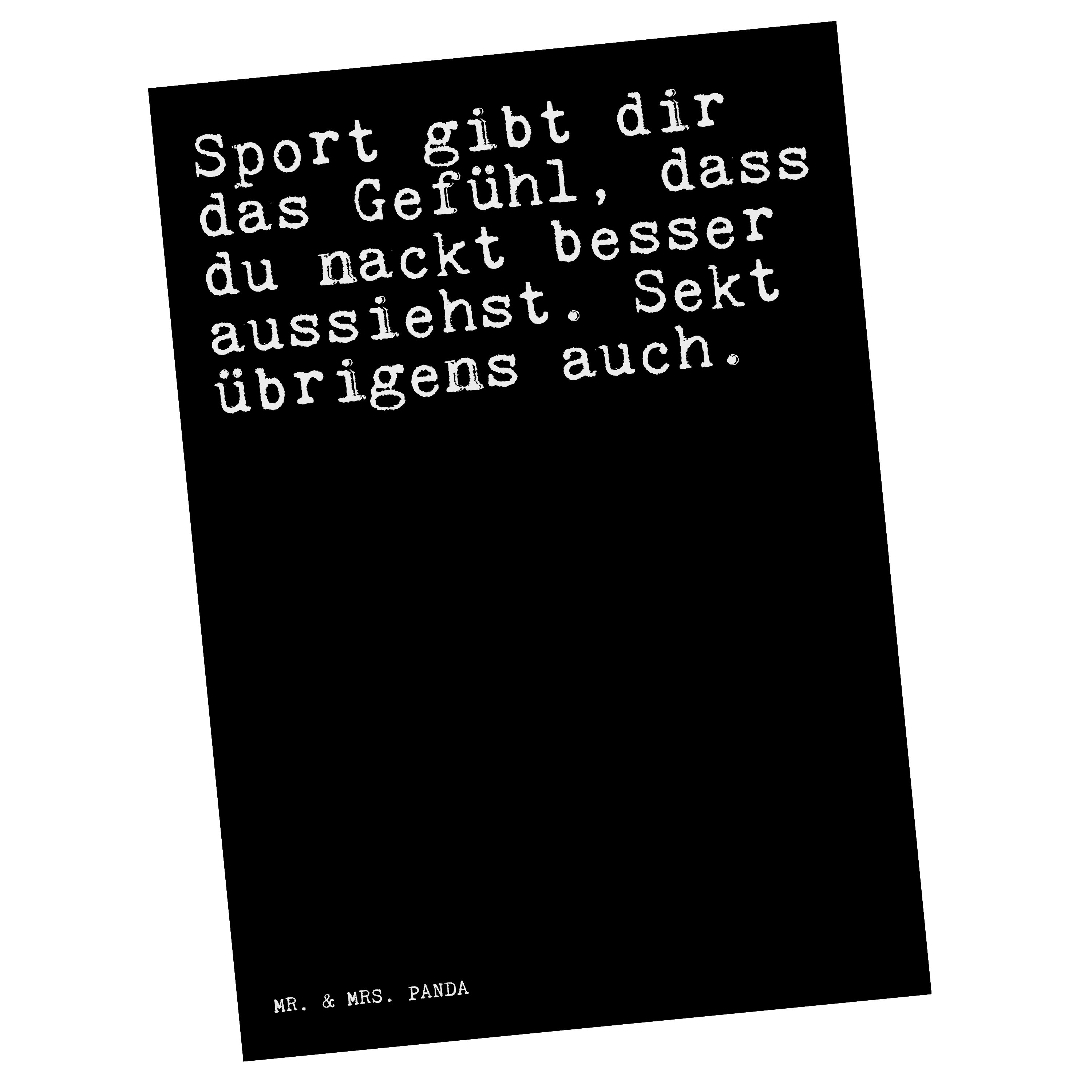 Mr. & Mrs. Panda Postkarte Sport gibt dir das... - Schwarz - Geschenk, Hose, Sekt, Karte, Spruch, Matte Rückseite