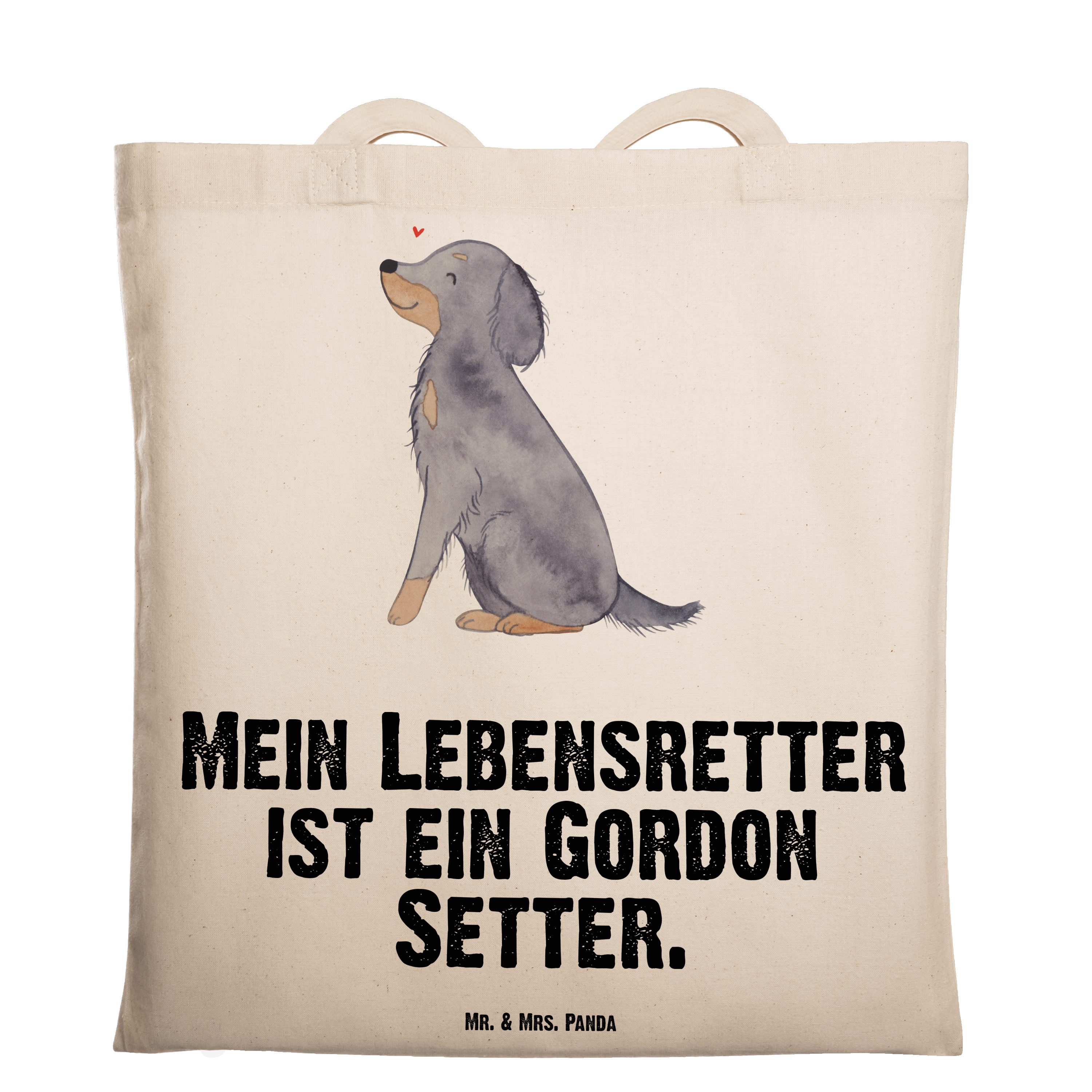 Mr. & Mrs. Panda Tragetasche Gordon Setter Lebensretter - Transparent - Geschenk, Schenken, Rasseh (1-tlg)