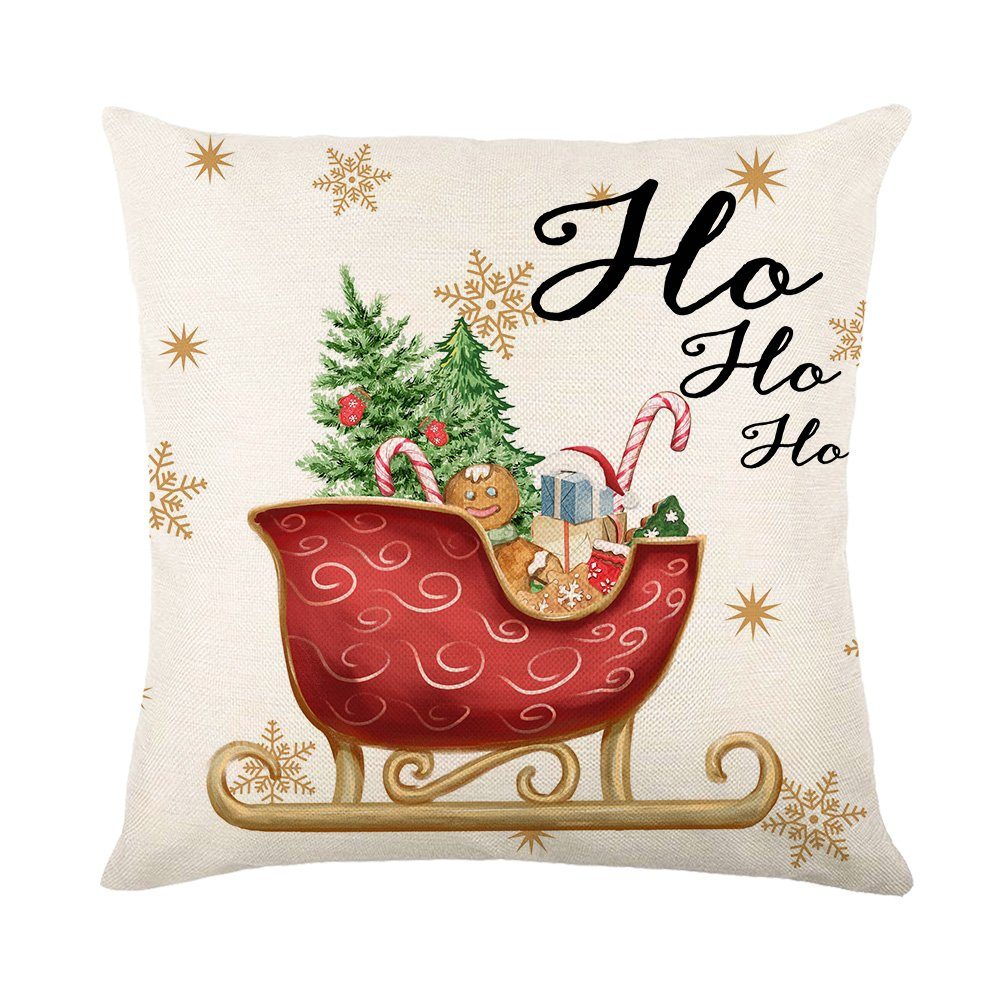 Leinen Kissenbezüge 4er #3 Kissen Reißverschluss, Kissenhülle Sofa Set Sunicol, für Kissenbezug Gartenbett mit Sofa unsichtbarer Weihnachten, Couch 45x45cm,