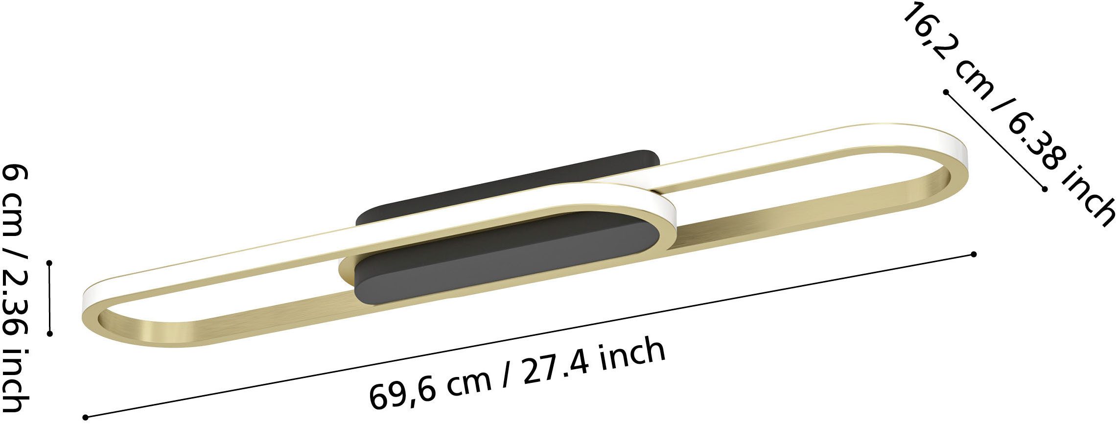 EGLO LED Deckenleuchte CONIVARENA Deckenlampe - Stahl, Alu - LED - 20W - IP20, LED fest integriert, Kaltweiß, Neutralweiß, Warmweiß, Wohzimmerlampe, Esszimmerlampe, Flur, Schlafzimmer, L69 x B17 x H5,5cm